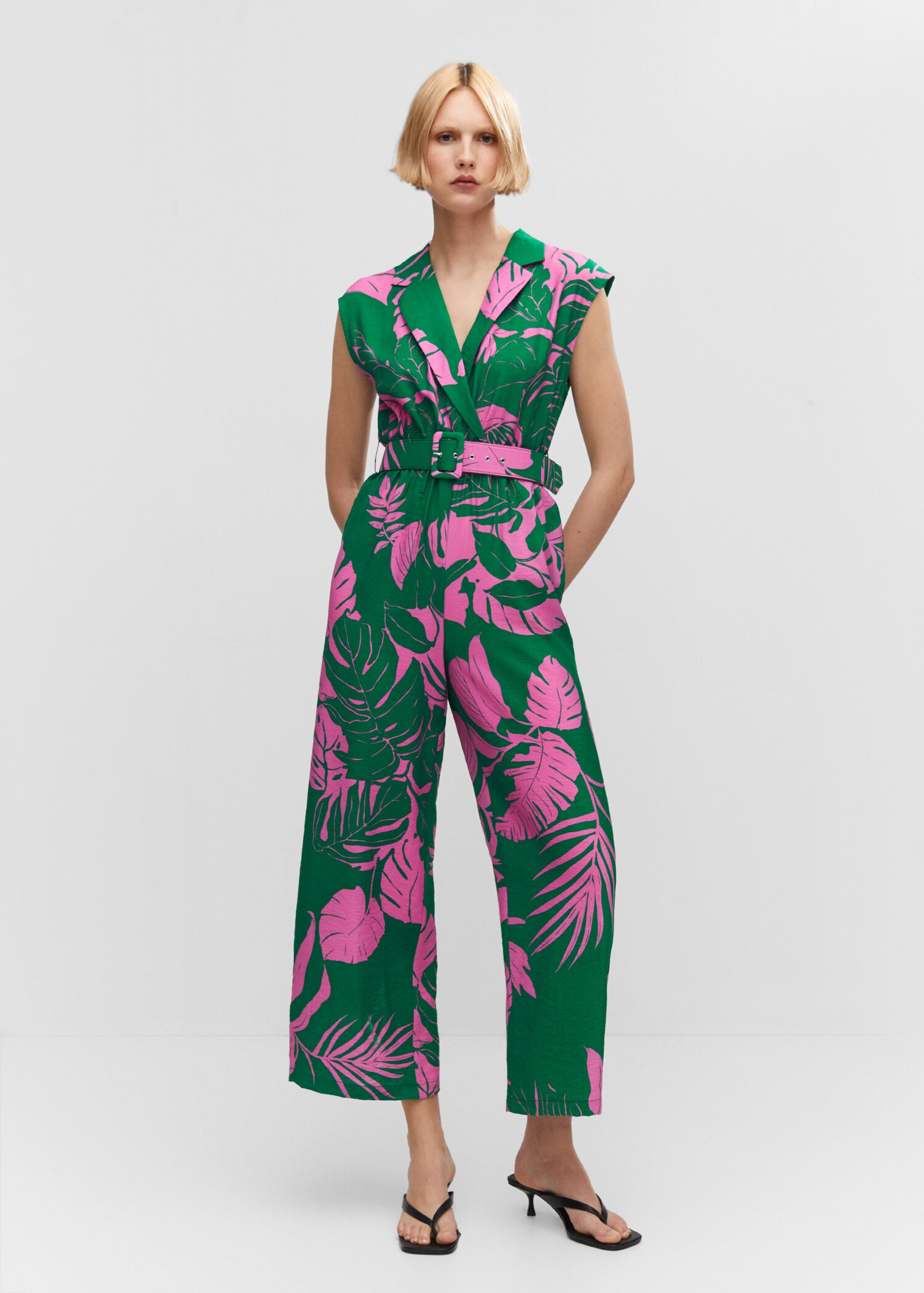 Belt printed jumpsuit - General plane