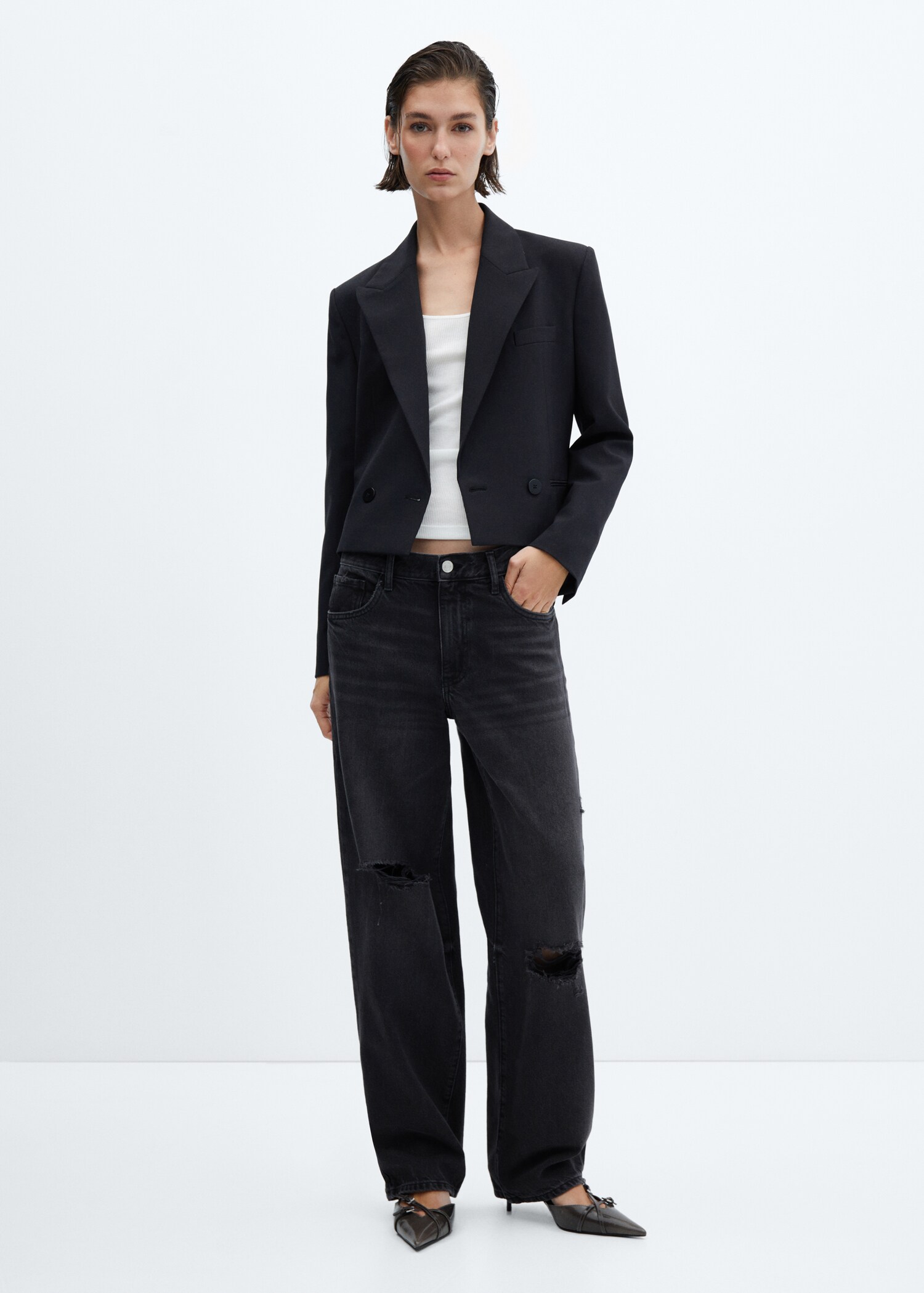 Jeans wideleg rotos decorativos - Plano general