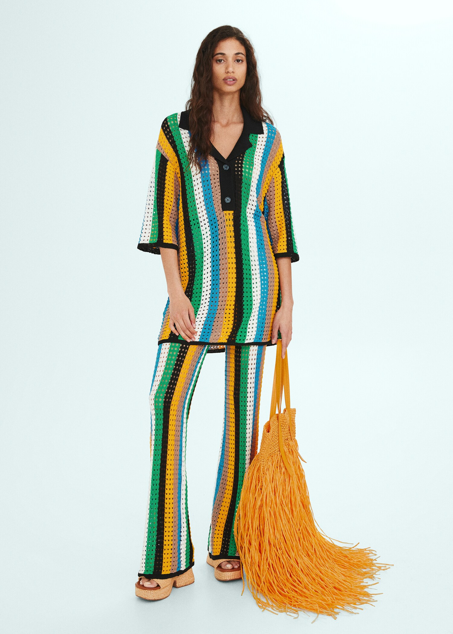  Maxi fringed natural fiber bag - General plane