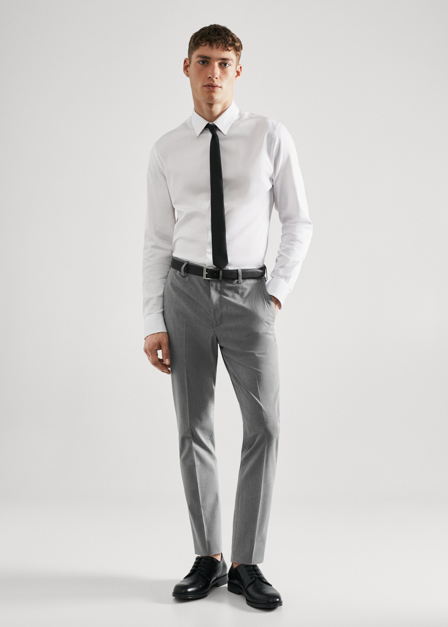 Stretch fabric super slim-fit suit trousers - General plane
