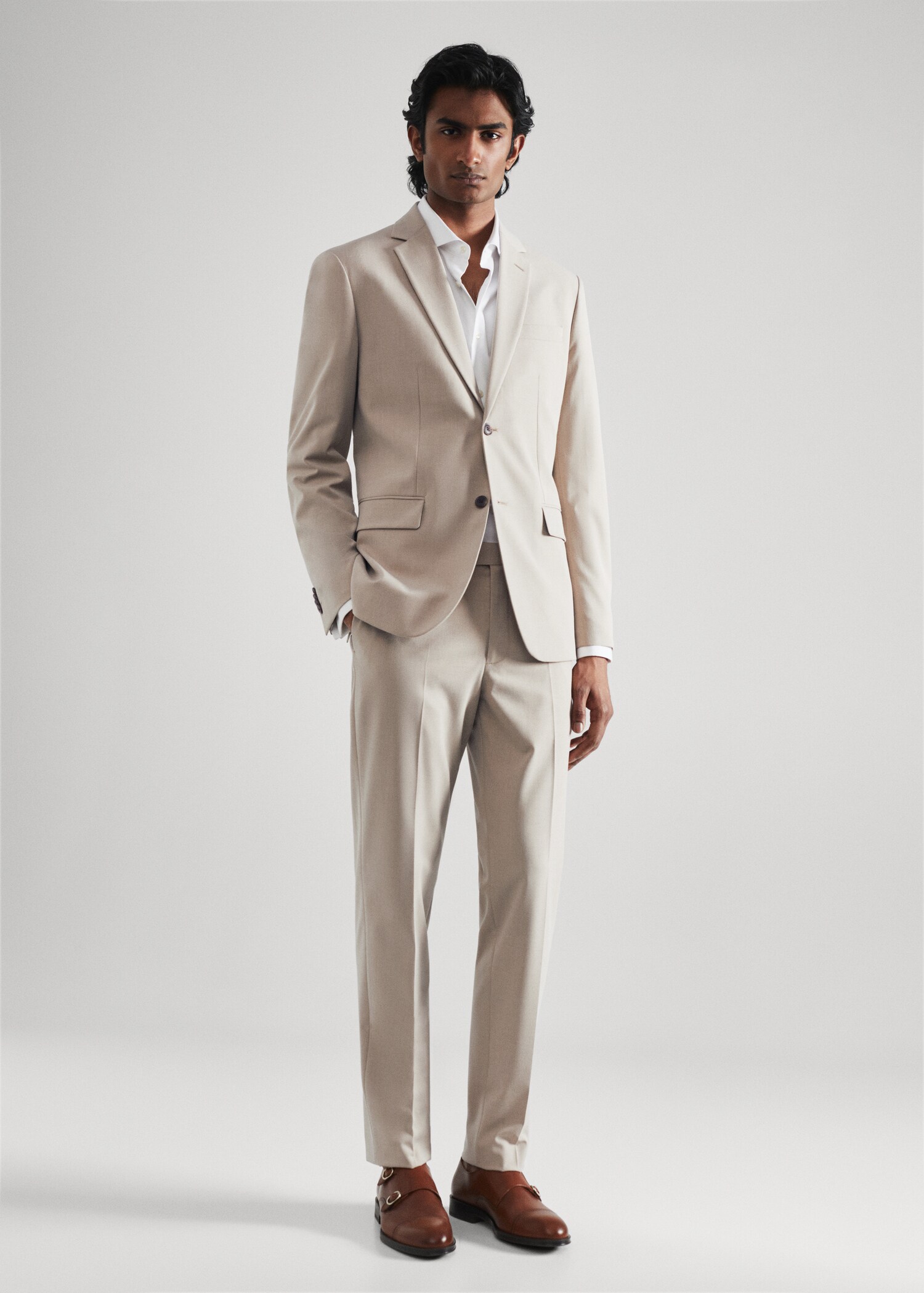 Pantaloni completo slim-fit tessuto comfort stretch - Piano generale