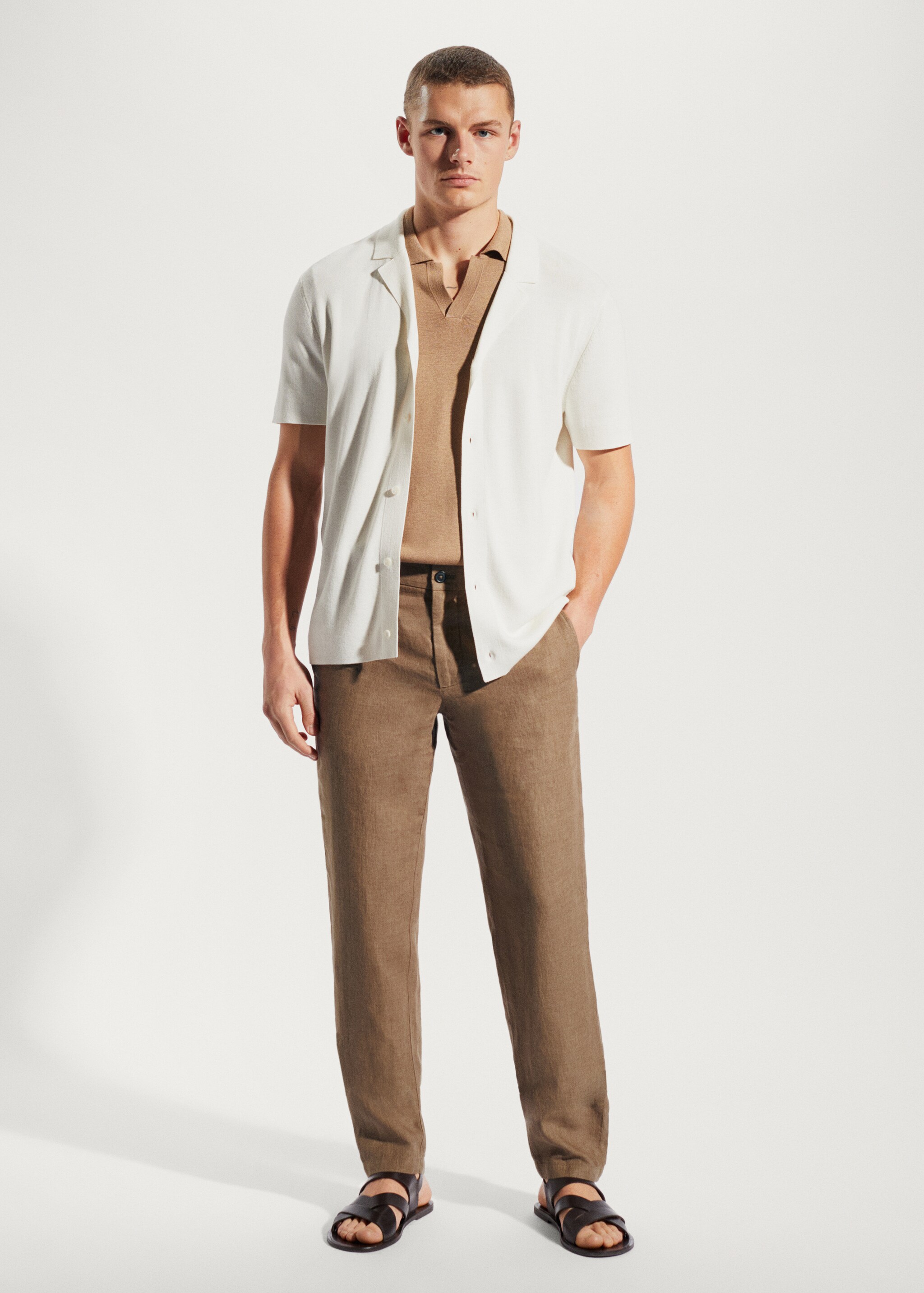 Slim-fit 100% linen trousers - General plane