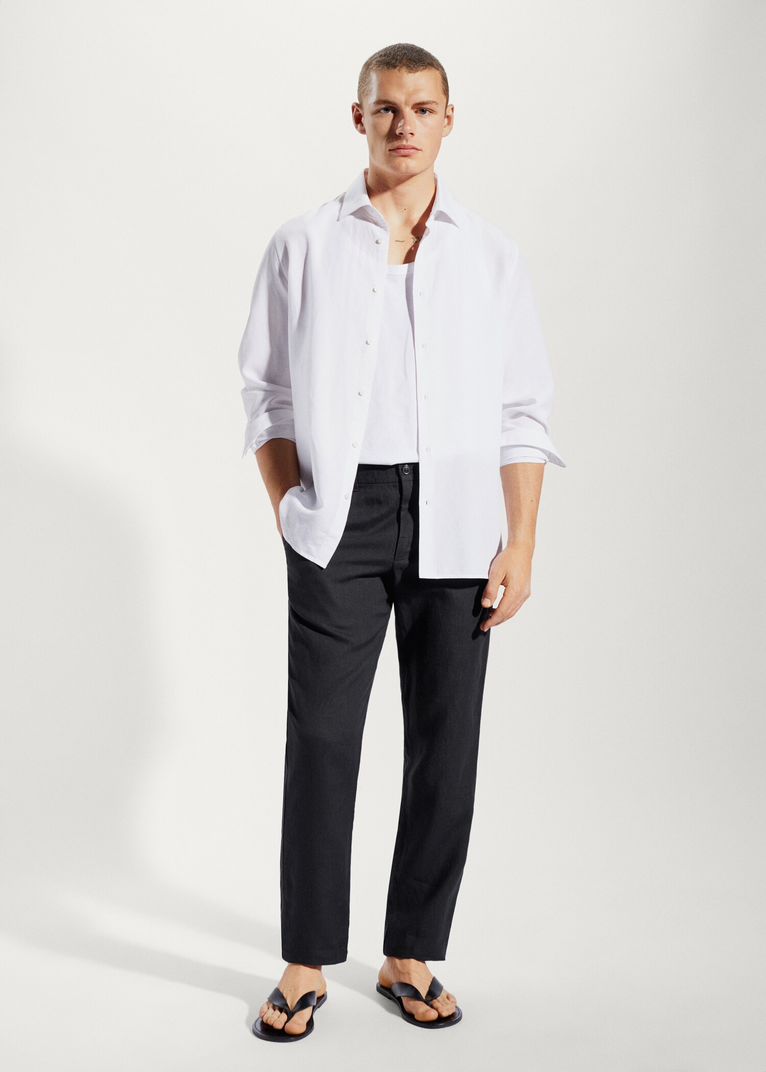 Pantalon 100 % lin slim fit - Plan général
