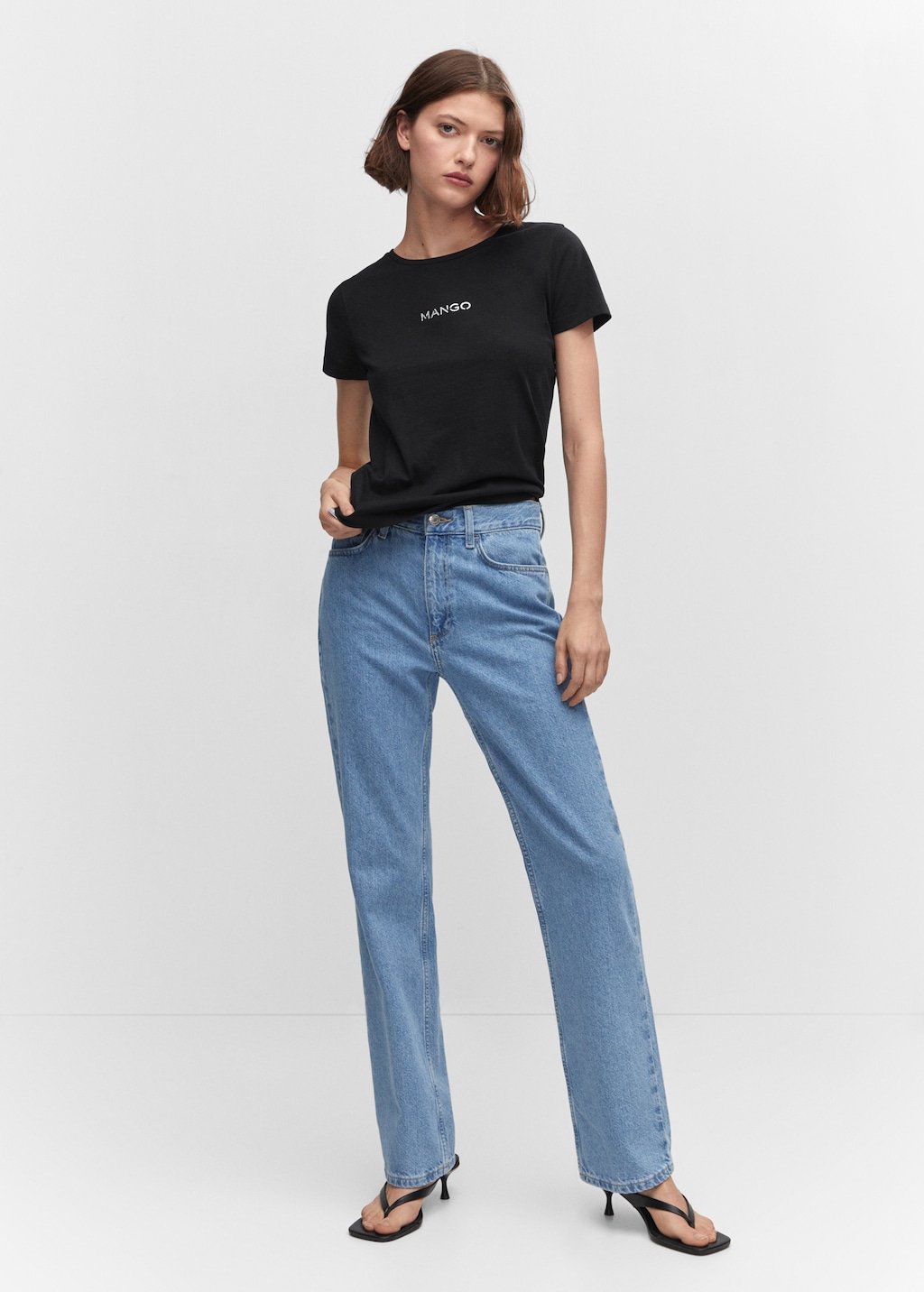 Tシャツ・カットソー MANGO T-SHIRT Metallic logo T-shirt - Women | MANGO China
