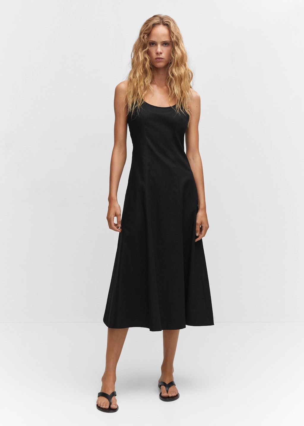 Mango linen strap dress hot sale