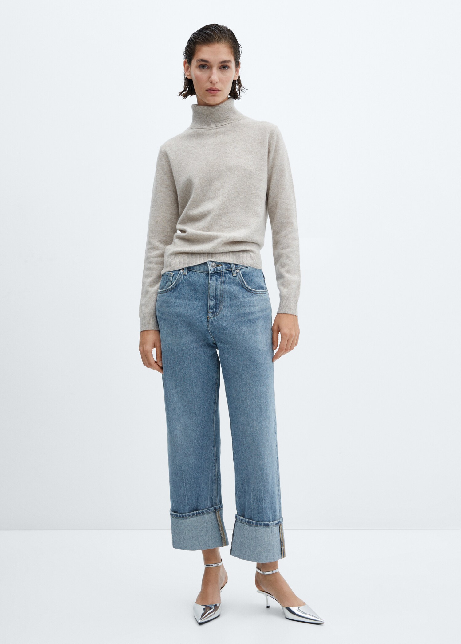 Wideleg jeans with turned-up hem - General plane