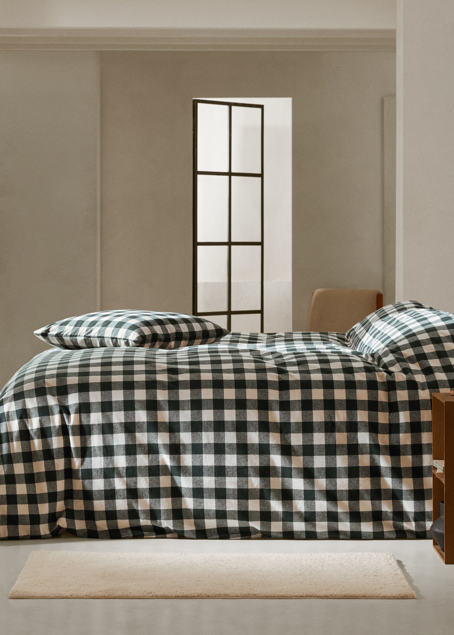 Funda nórdica franela cuadro bicolor Cama 90  - Plano general