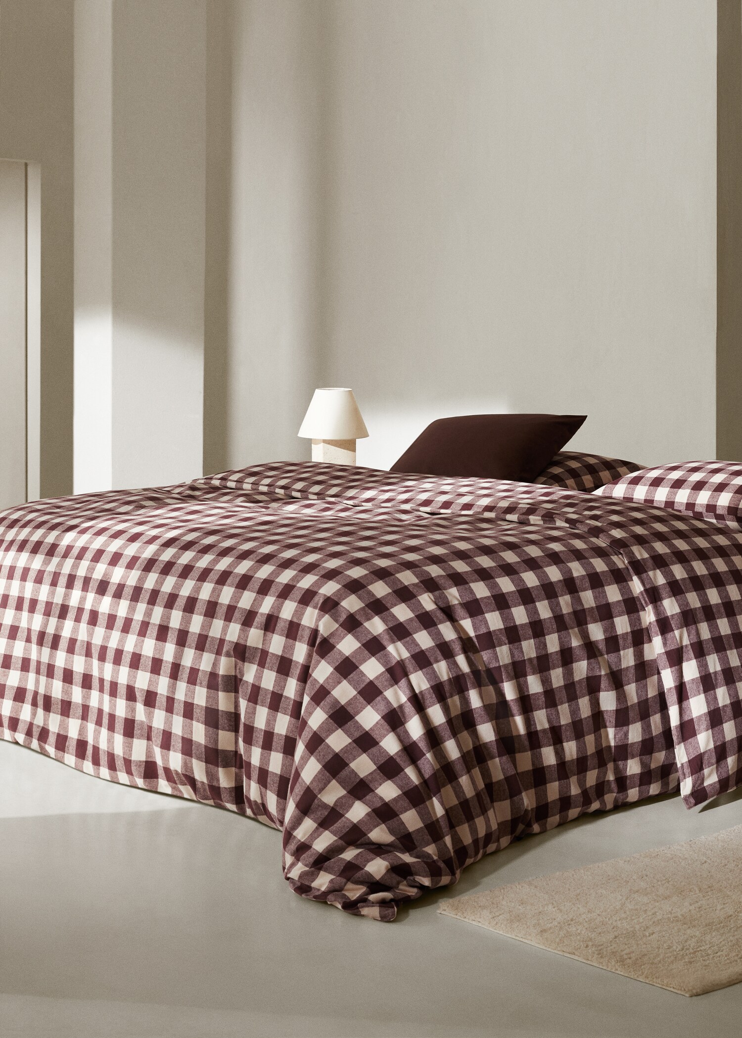 Funda nórdica franela cuadro bicolor Cama 90  - Plano general