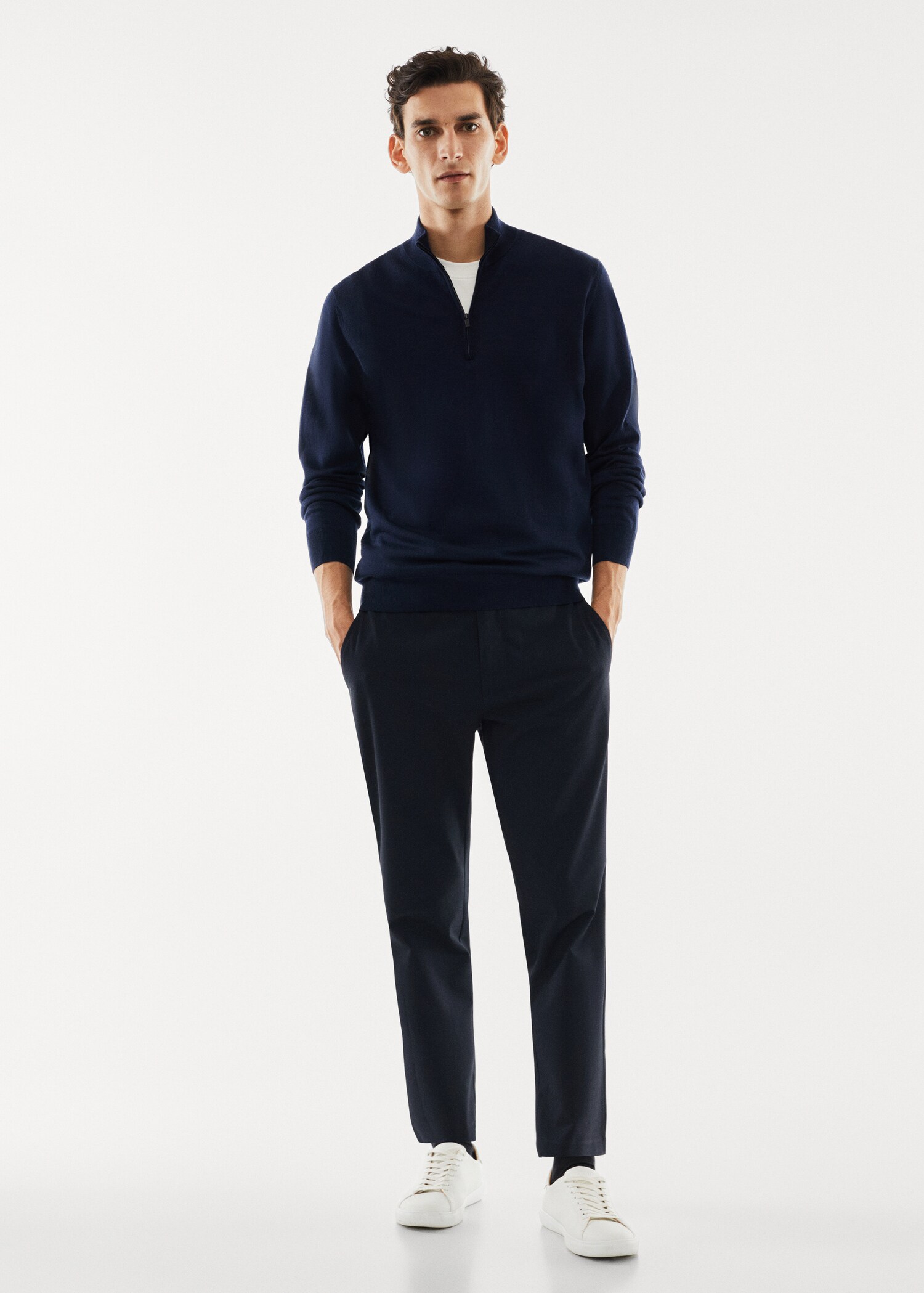 100% merino wool sweater with zip-neck - General plane