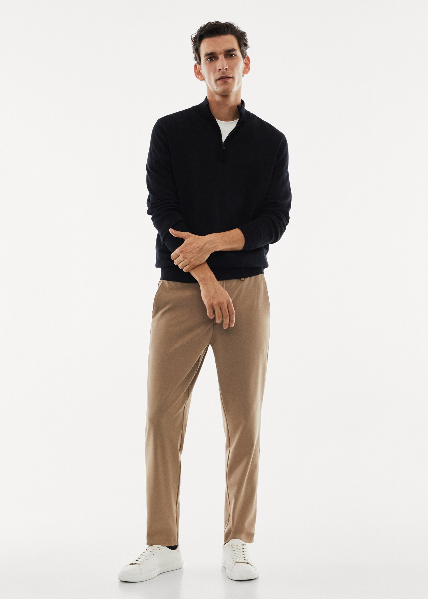 100% merino wool sweater with zip-neck - General plane
