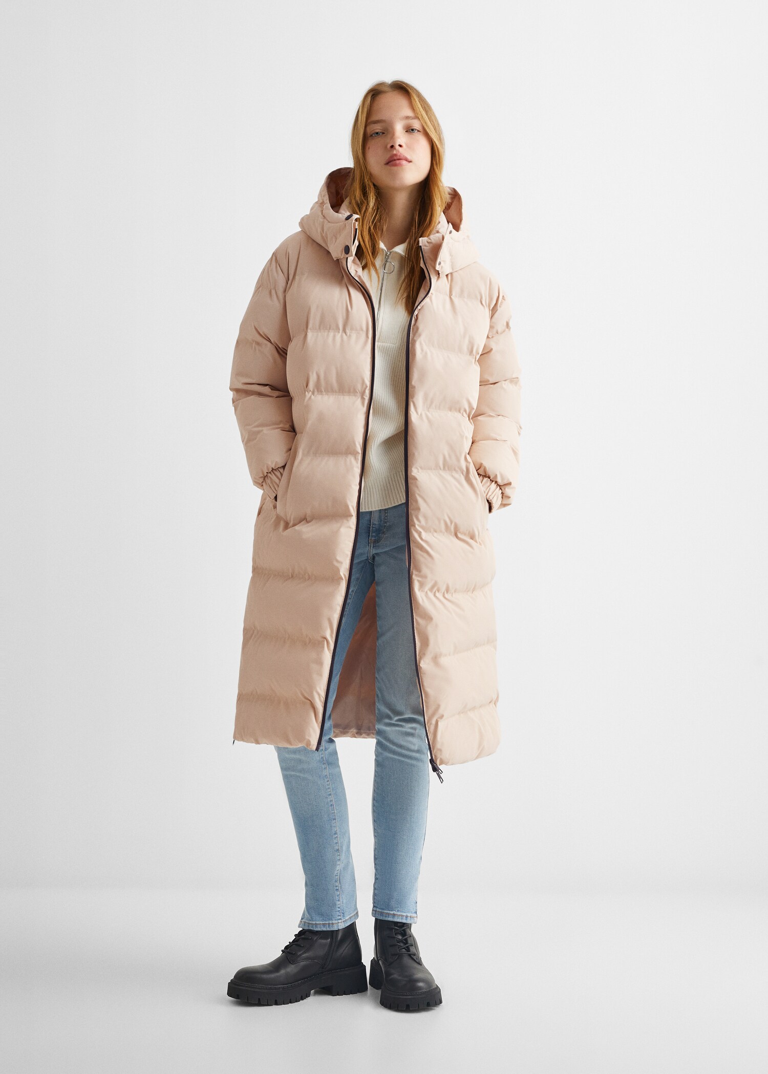 Quilted long coat - General plane