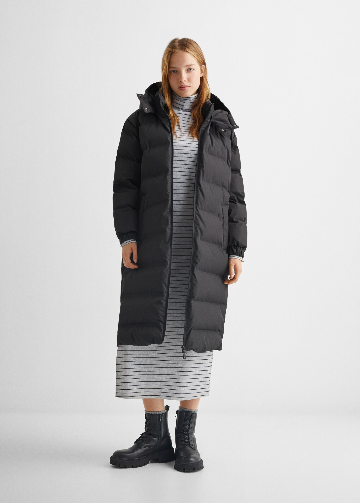 Quilted long coat - General plane
