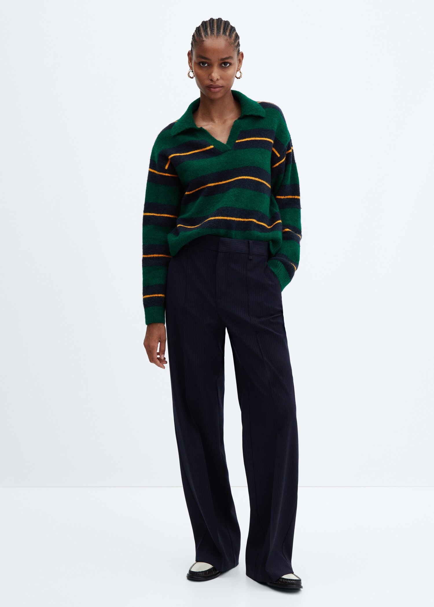 Striped polo-neck sweater - General plane