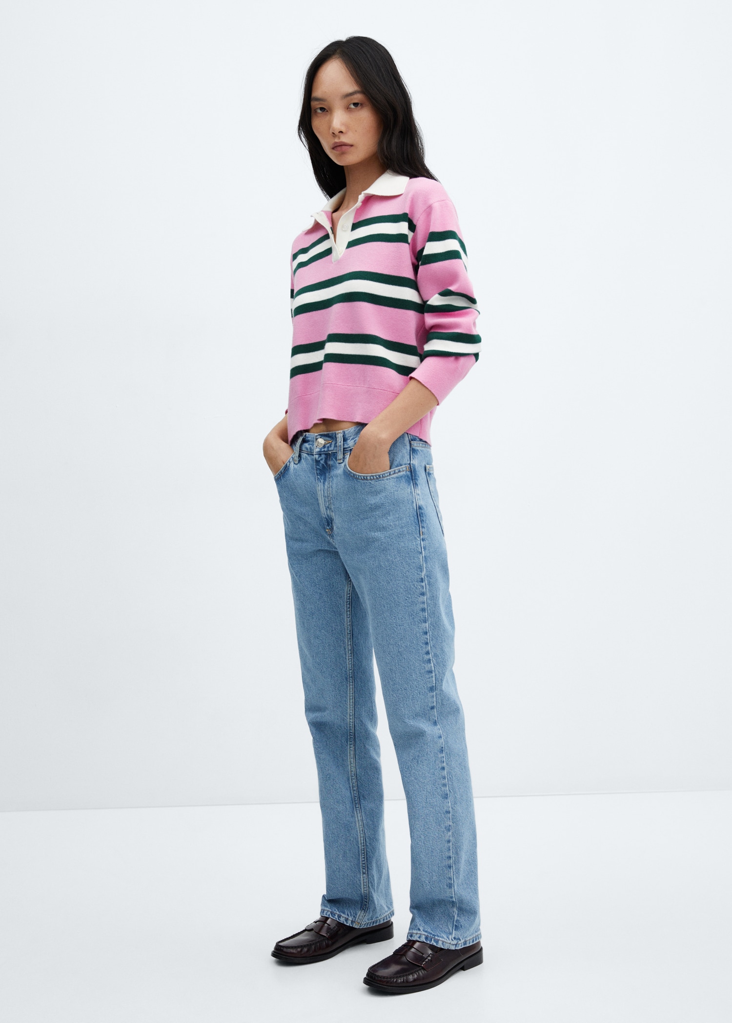 Striped polo-neck sweater Women MANGO Vietnam1