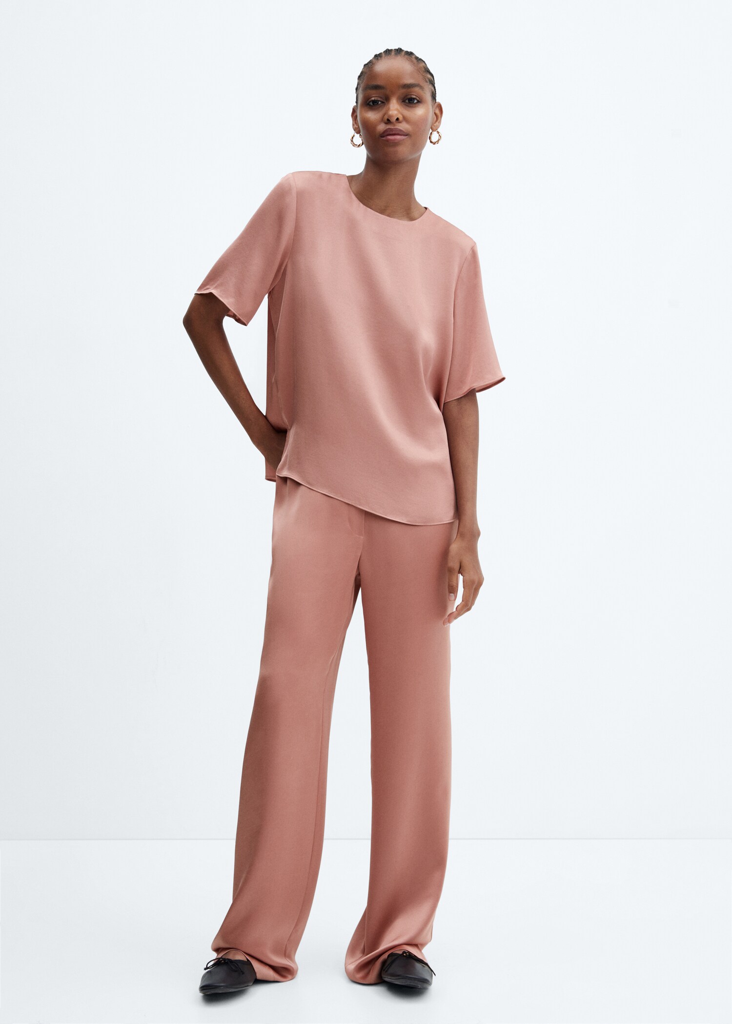 Satin pants with elastic waist - General plane