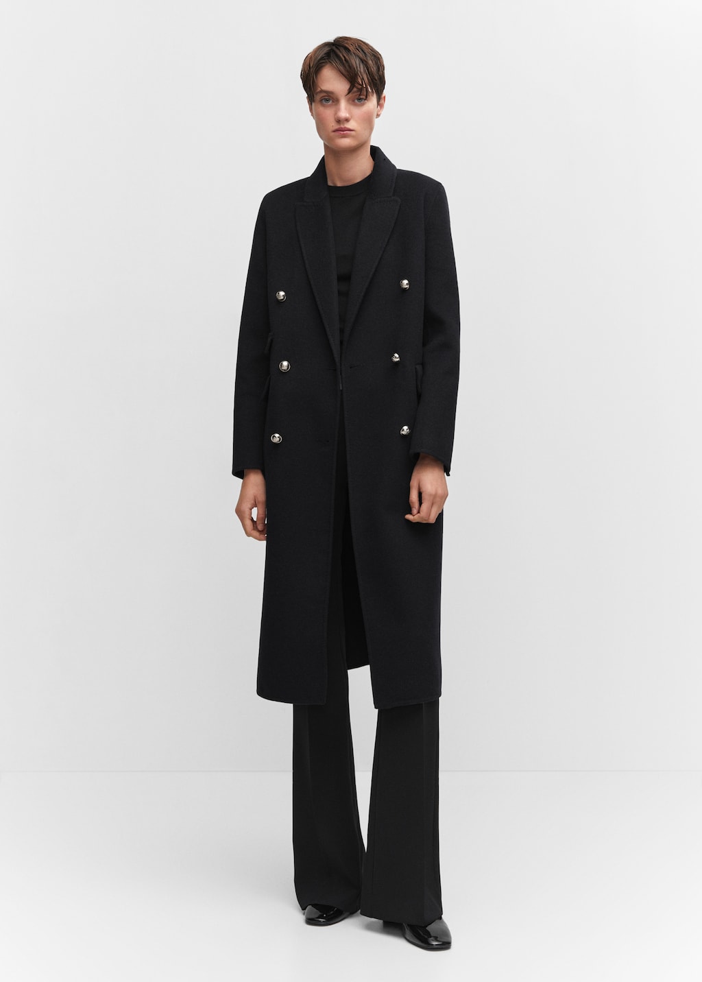 Buttoned wool coat mango deals