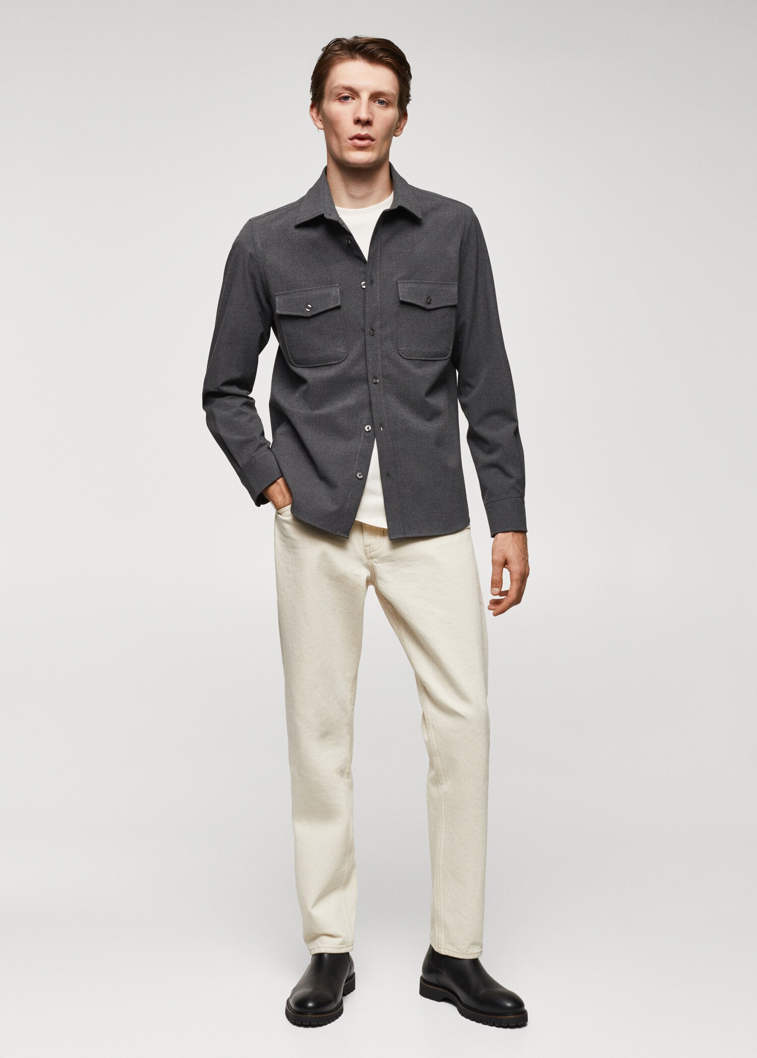 Pocketed cotton overshirt - General plane