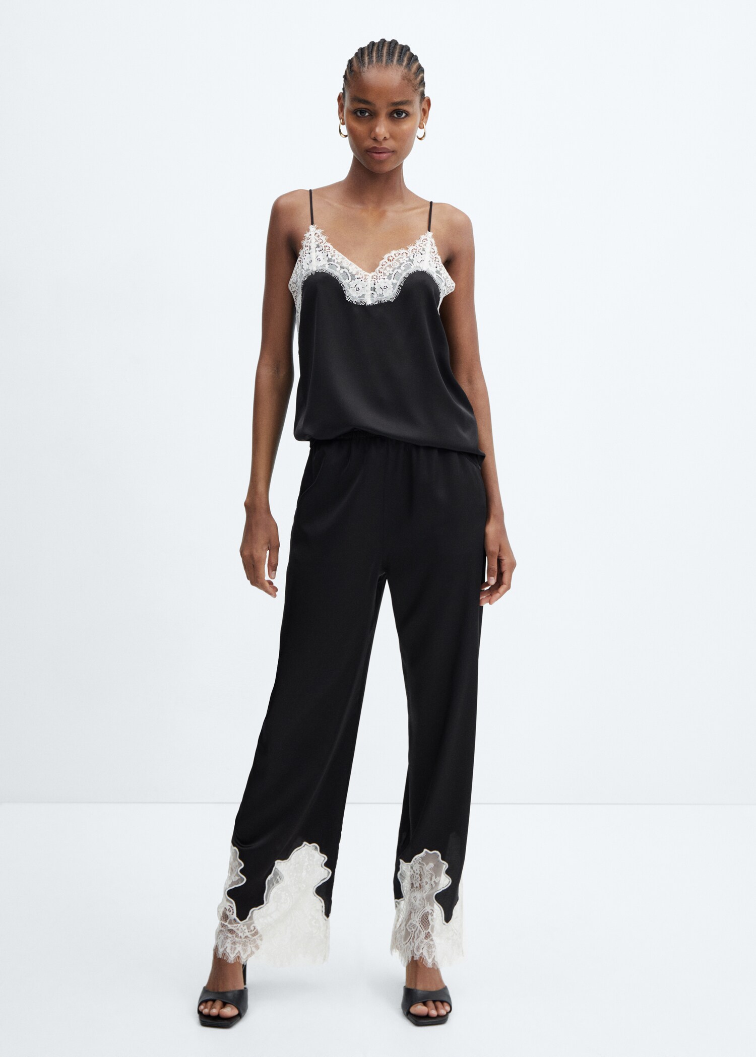 Pants with lace hem detail  - General plane