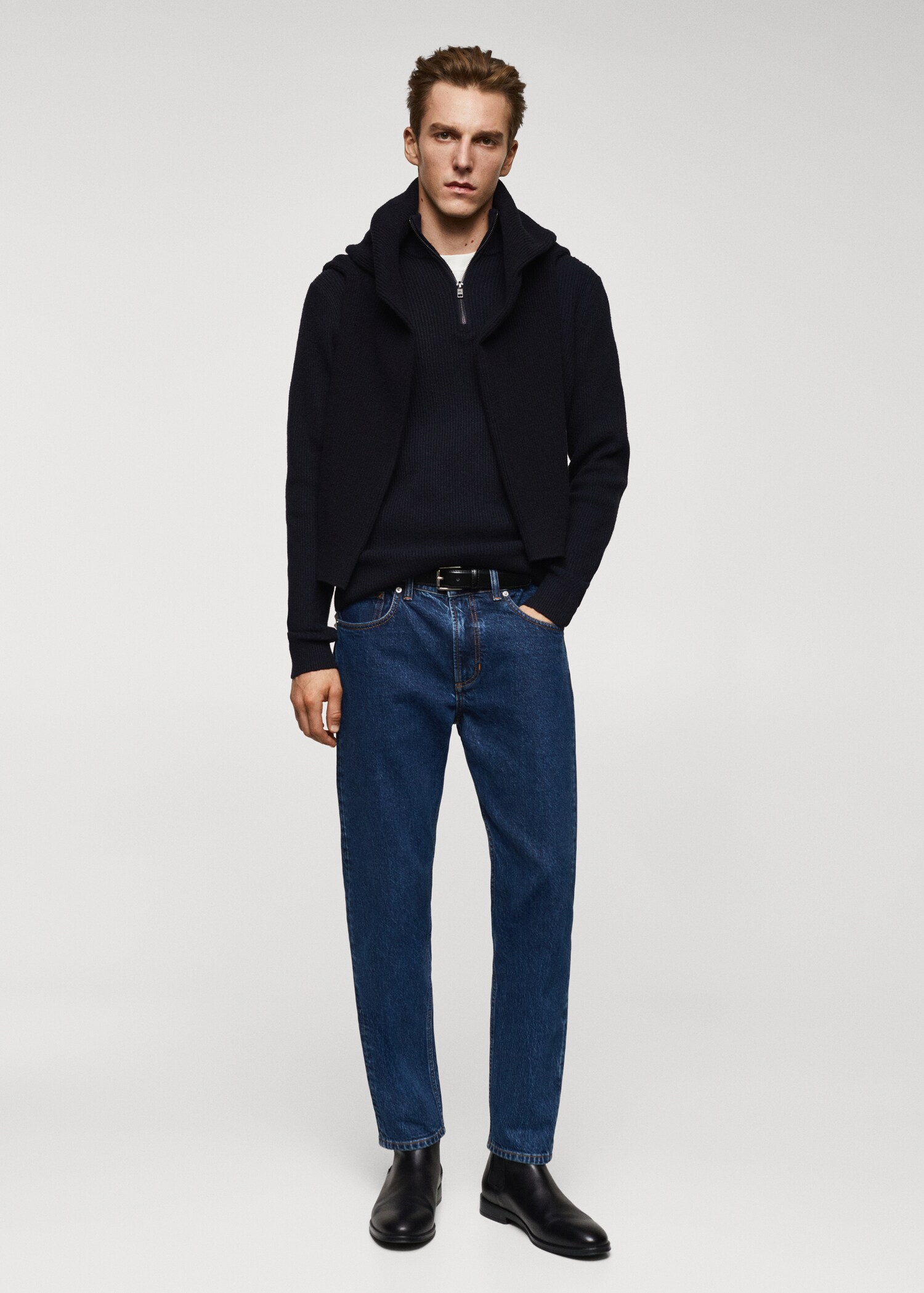 Gerippter Pullover mit Reißverschluss - Herren | MANGO Deutschland