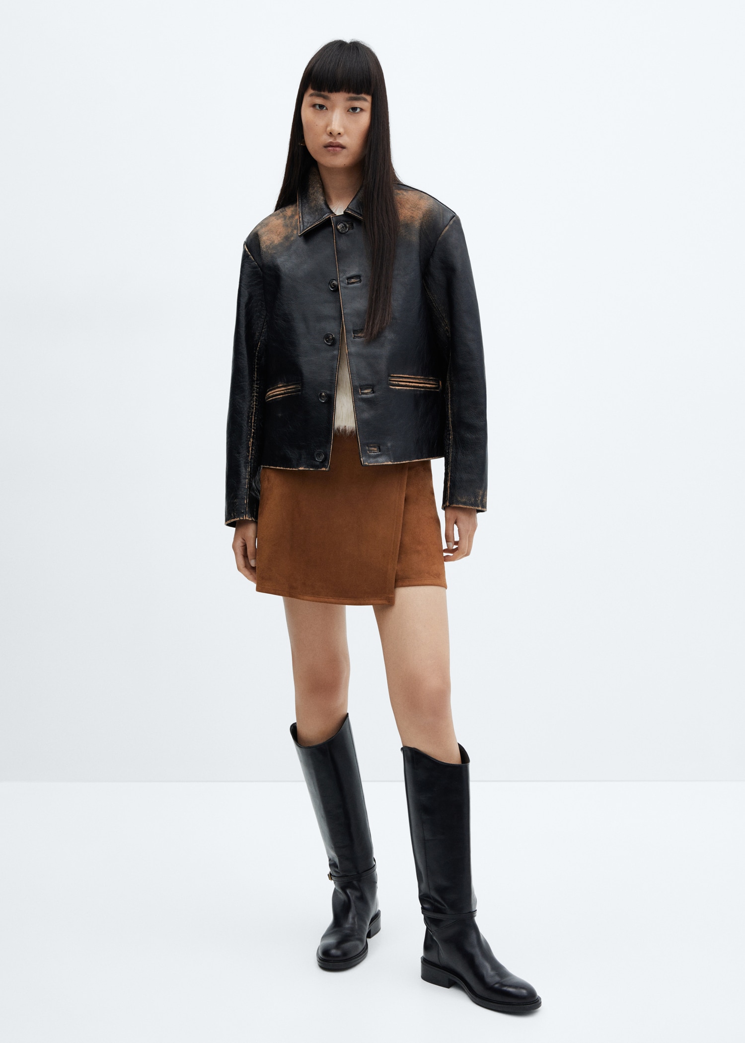 Round-neck fur-effect sweater - General plane