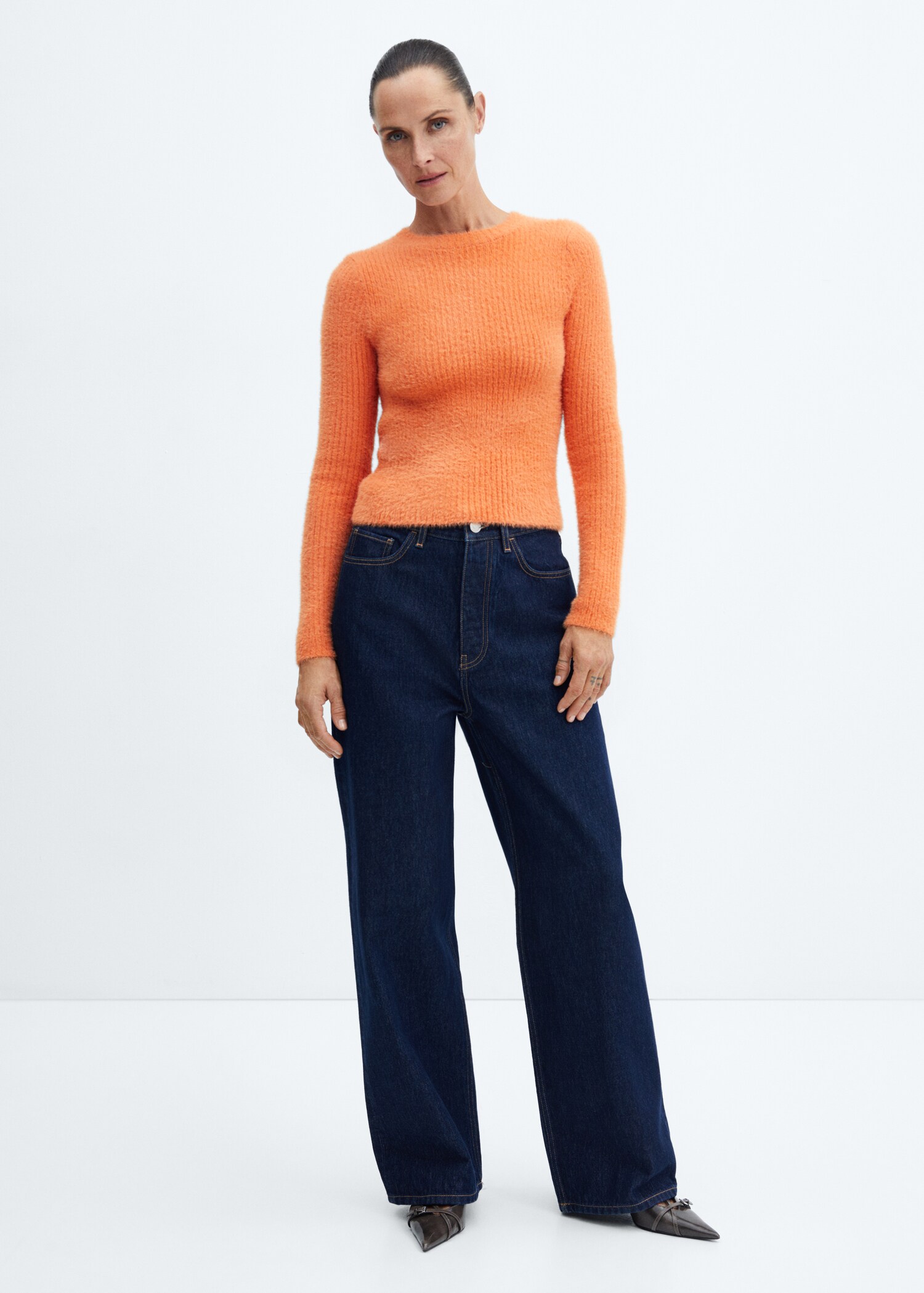 Kunstfell-Pullover mit Rippmuster - Allgemeine Ansicht