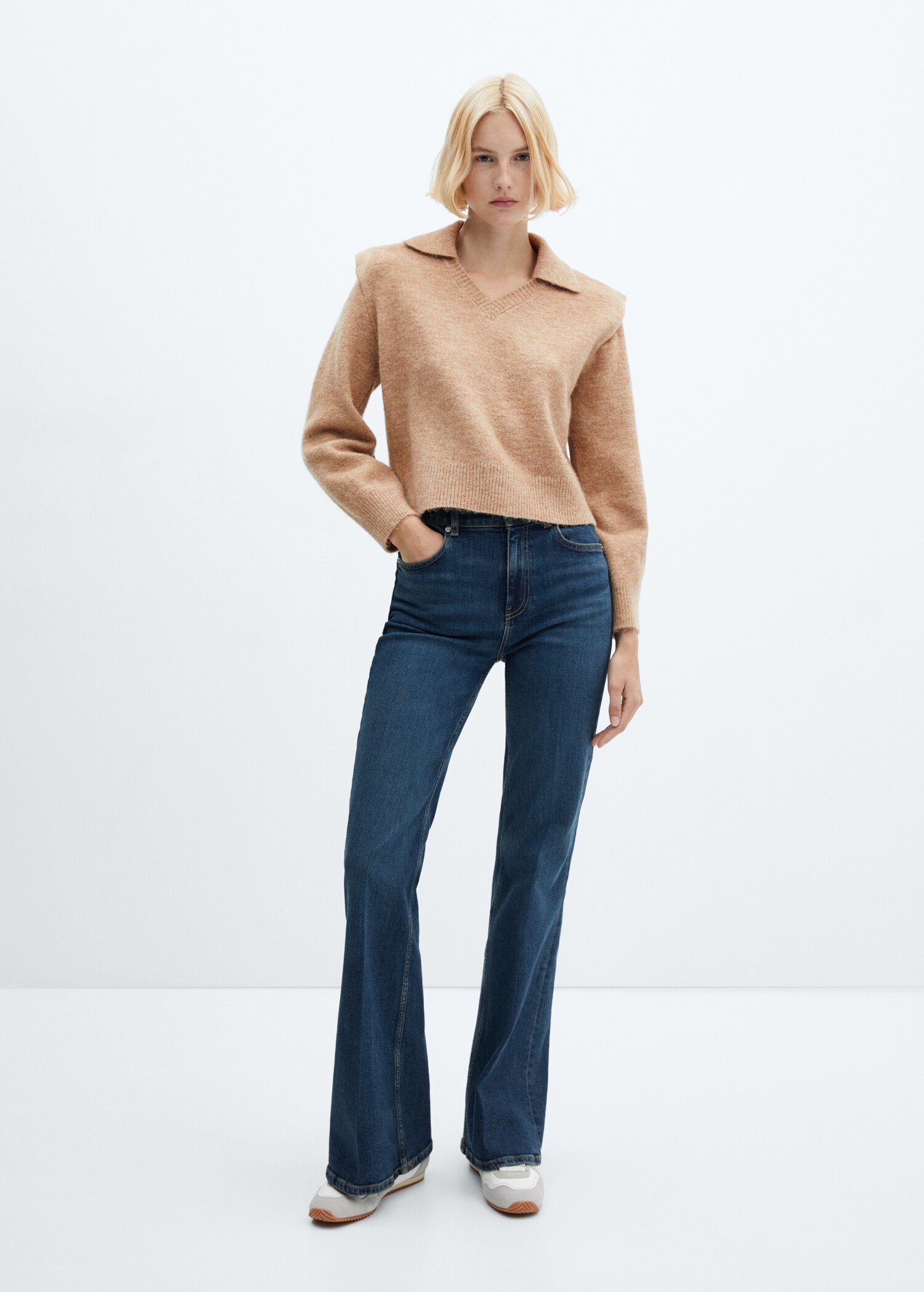 Polo-neck sweater with shoulder pads  - General plane