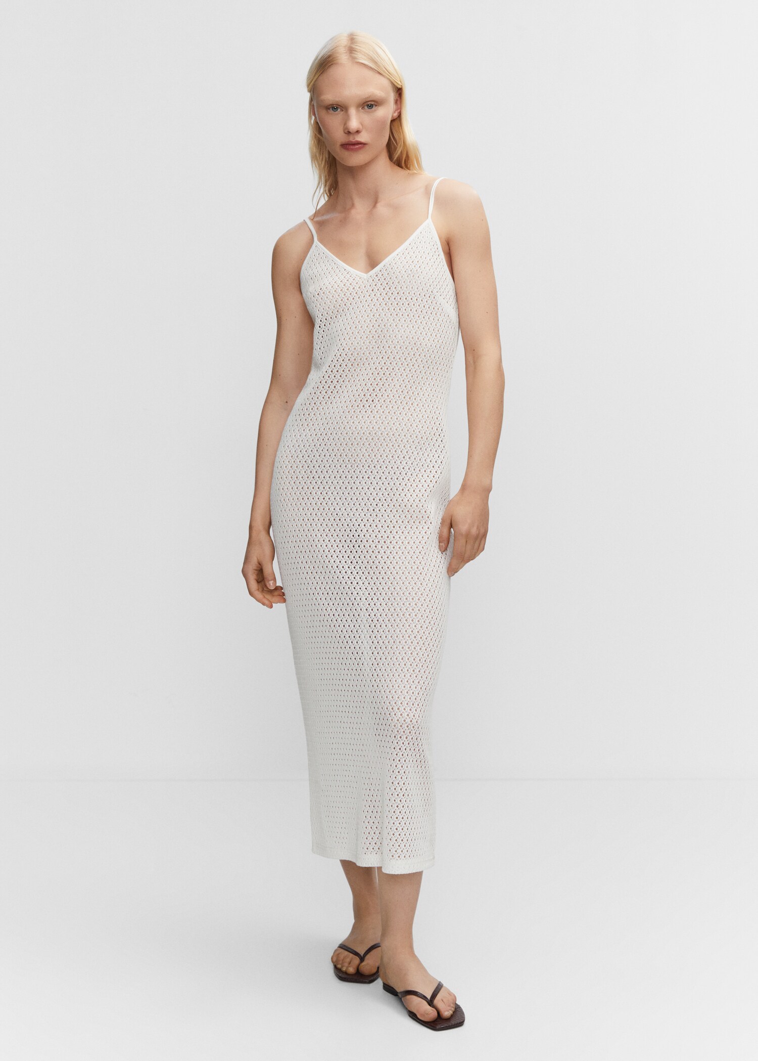 Robe longue maille ajourée - Plan général