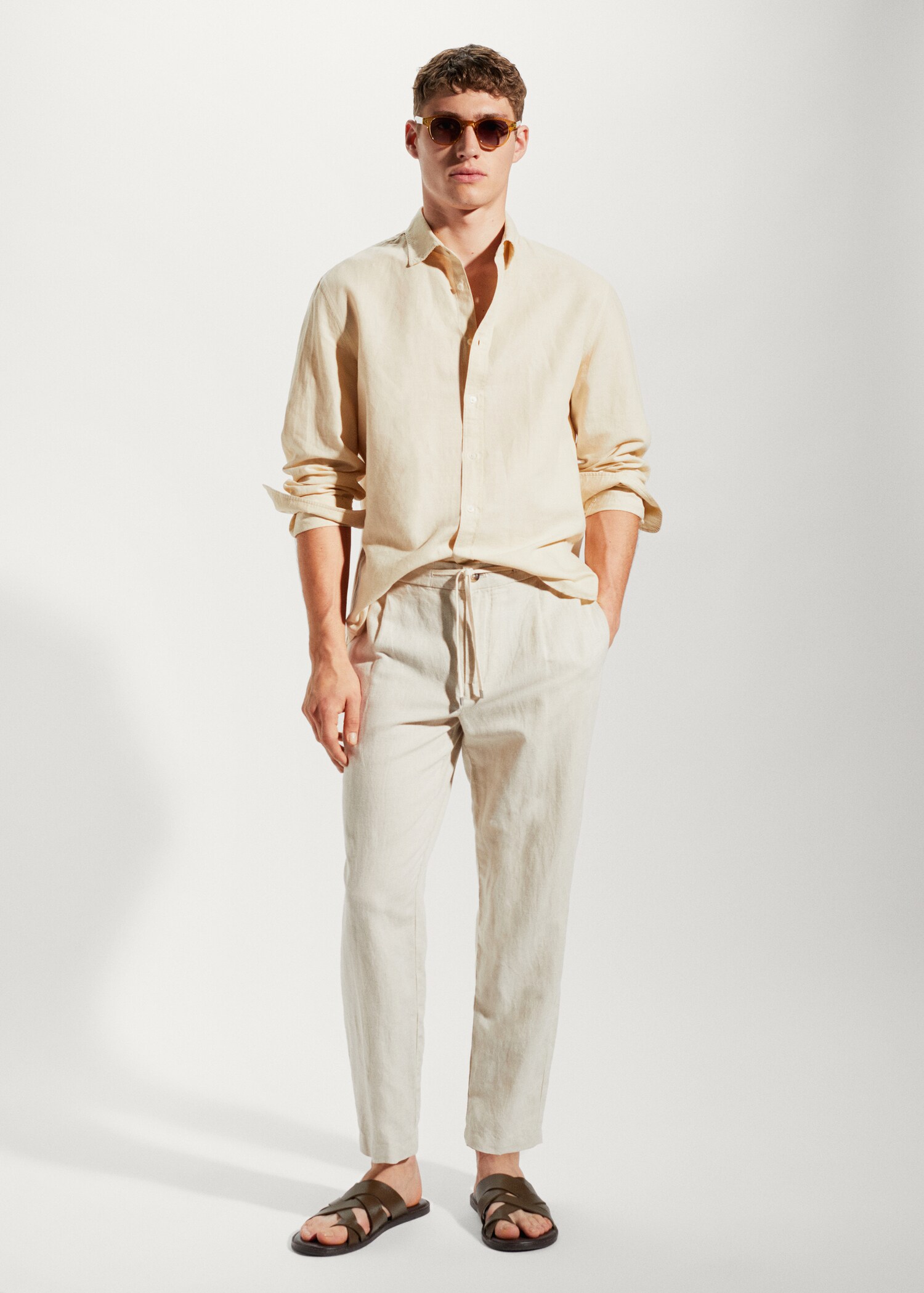 Camisa regular fit lino algodón - Plano general