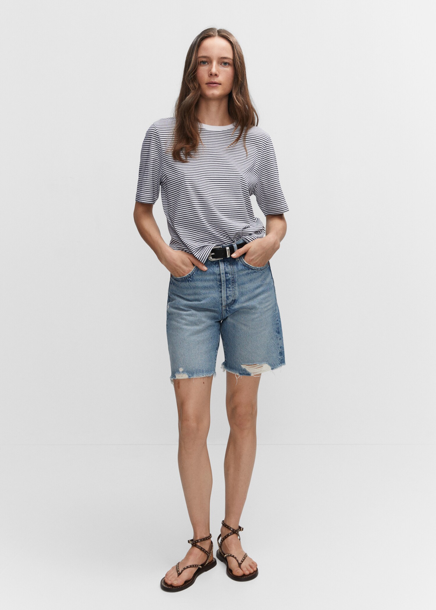 T-shirt coton à rayures - Plan général