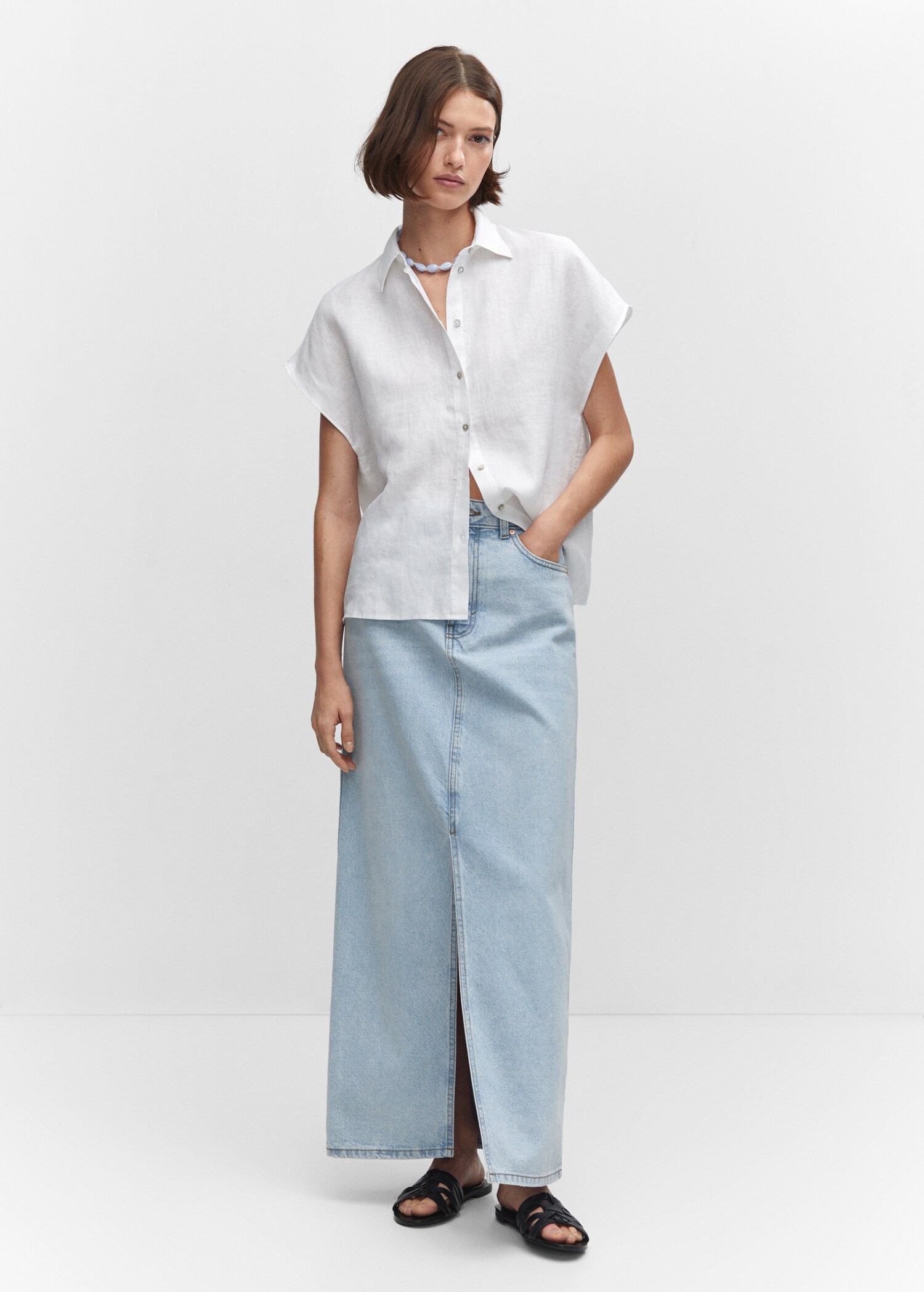 Short sleeve linen-blend shirt - General plane