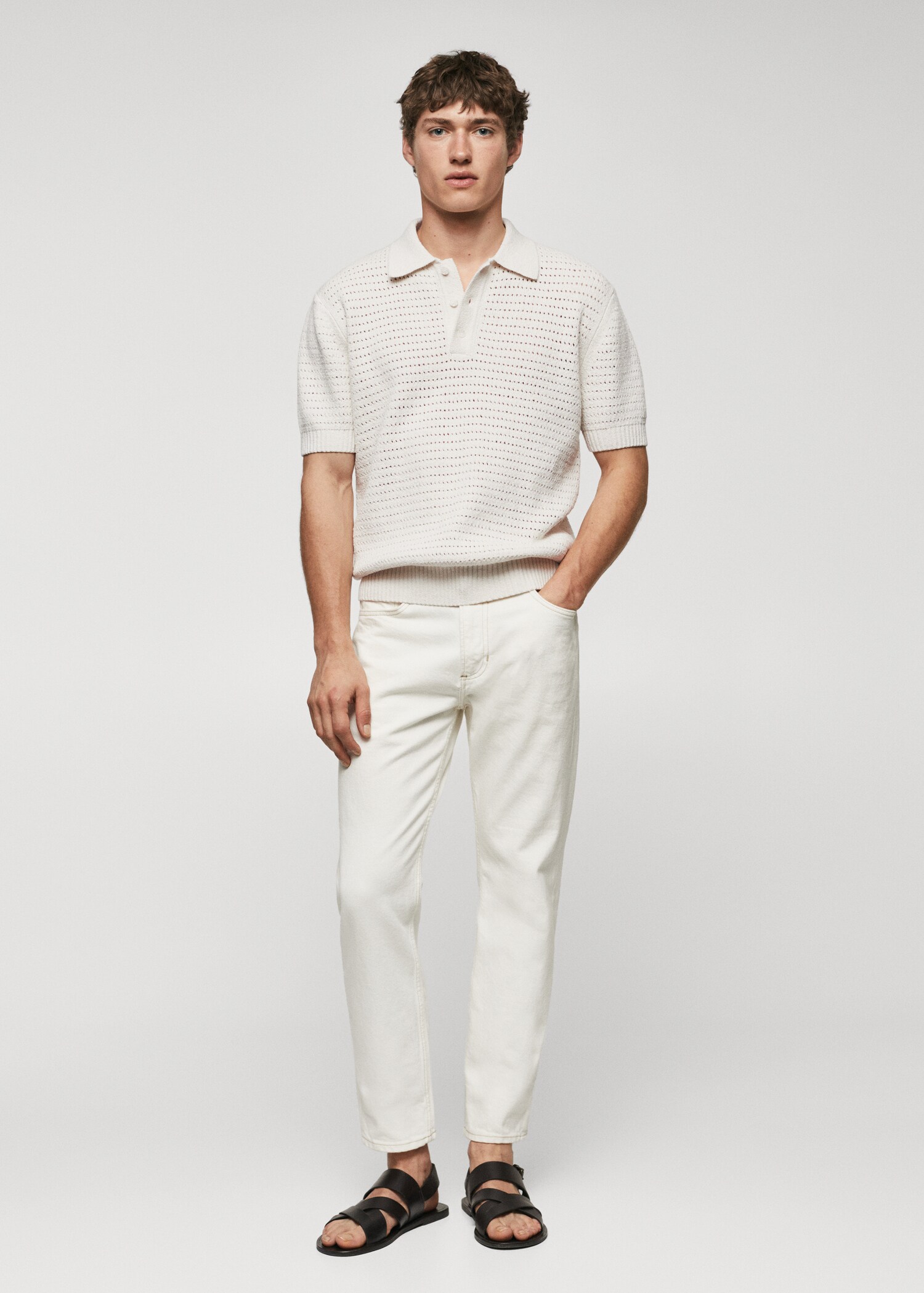 Polo maille coton ajouré - Plan général