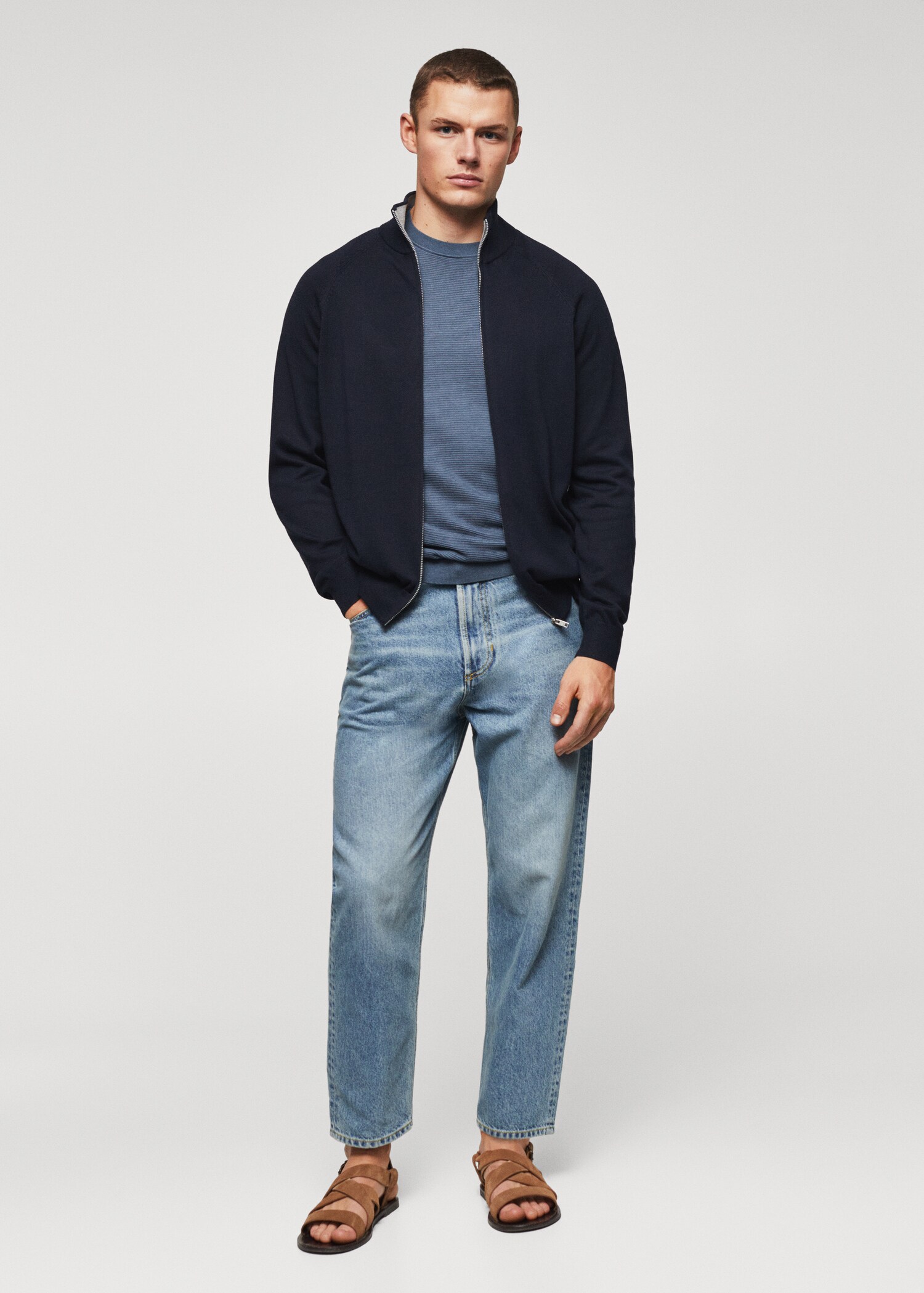 Zipped cotton cardigan - Загальний план