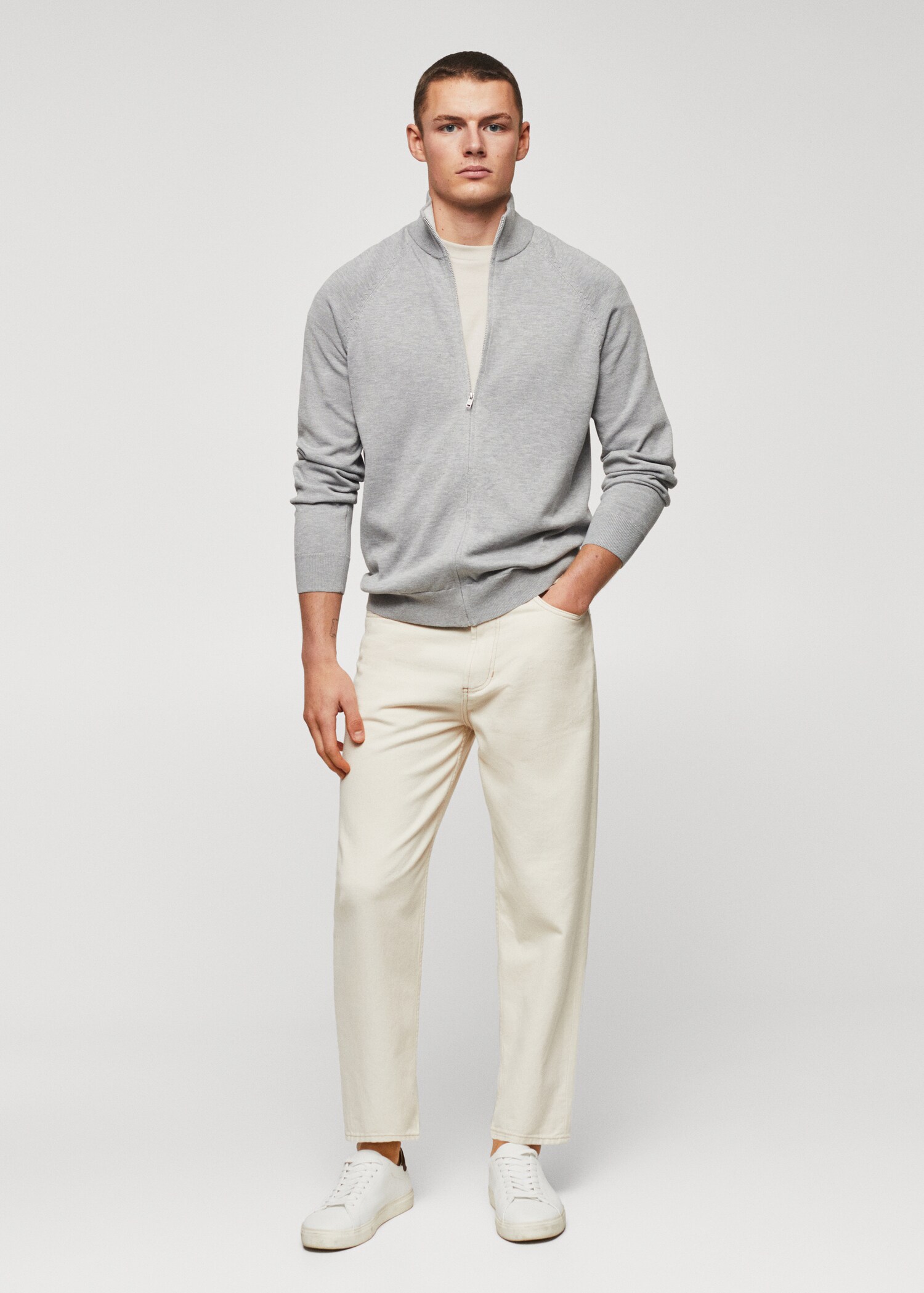 Zipped cotton cardigan - Загальний план