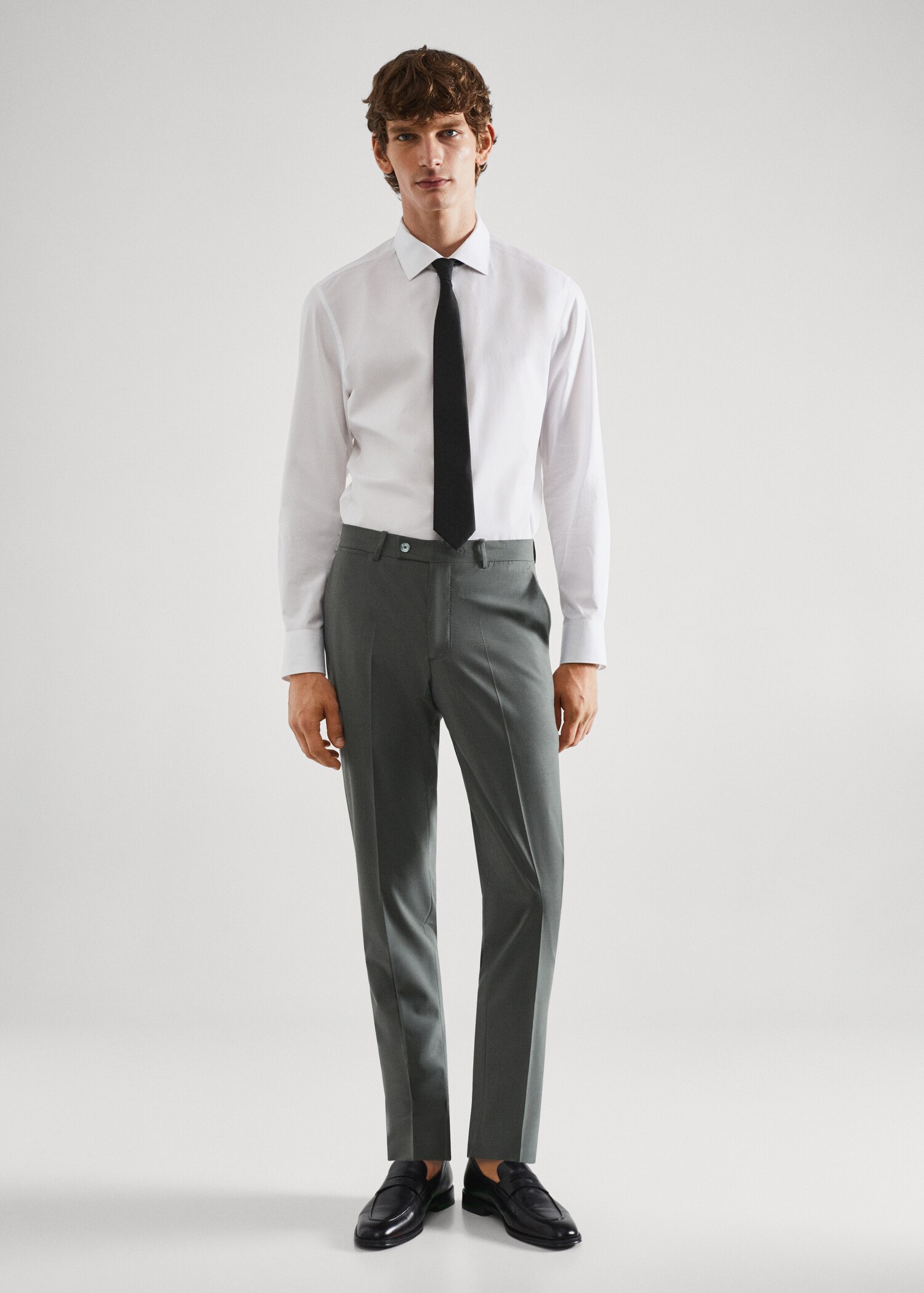 Wool slim-fit suit trousers - General plane