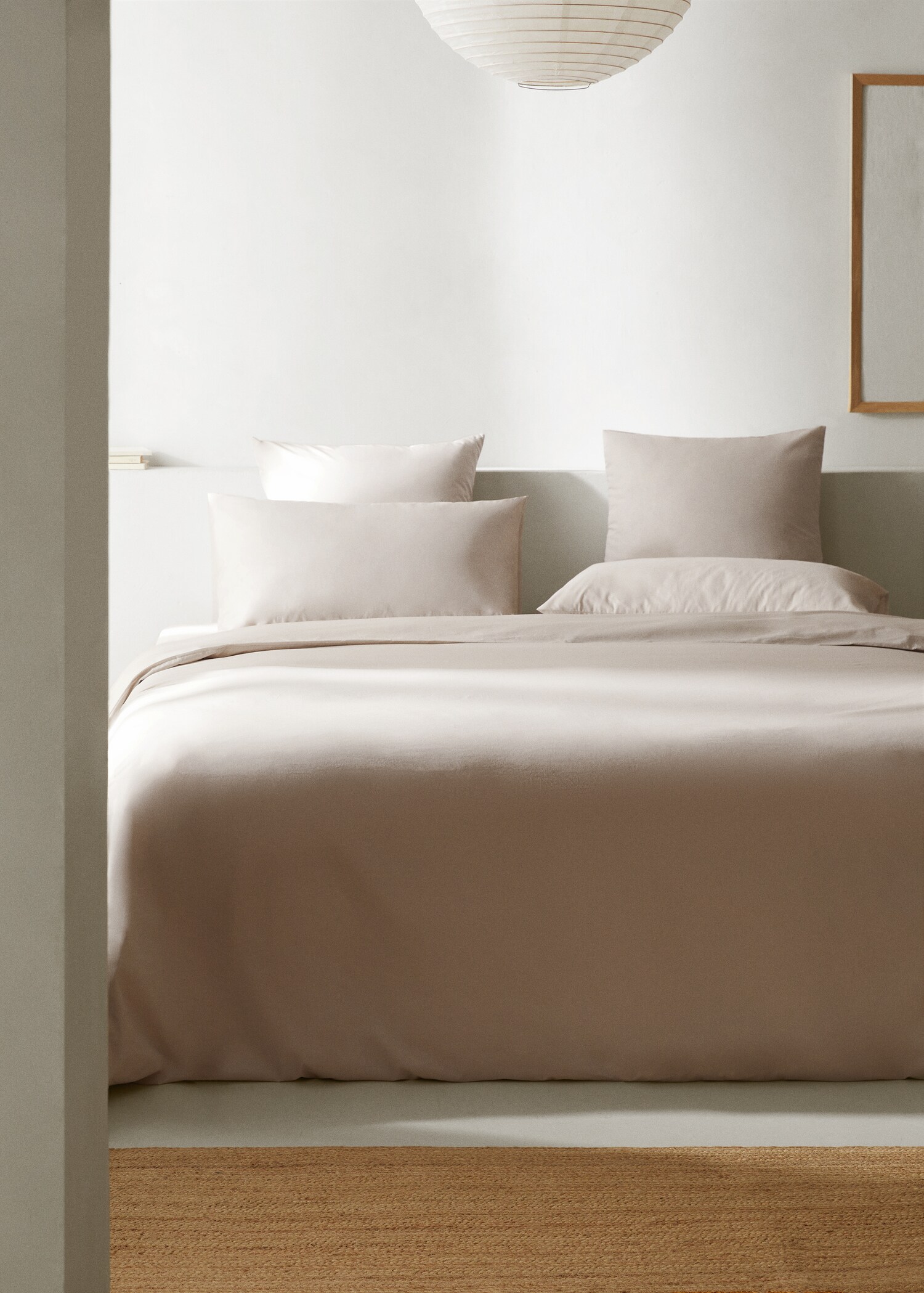Cotton percale duvet cover (300 threads) queen bed - General plane