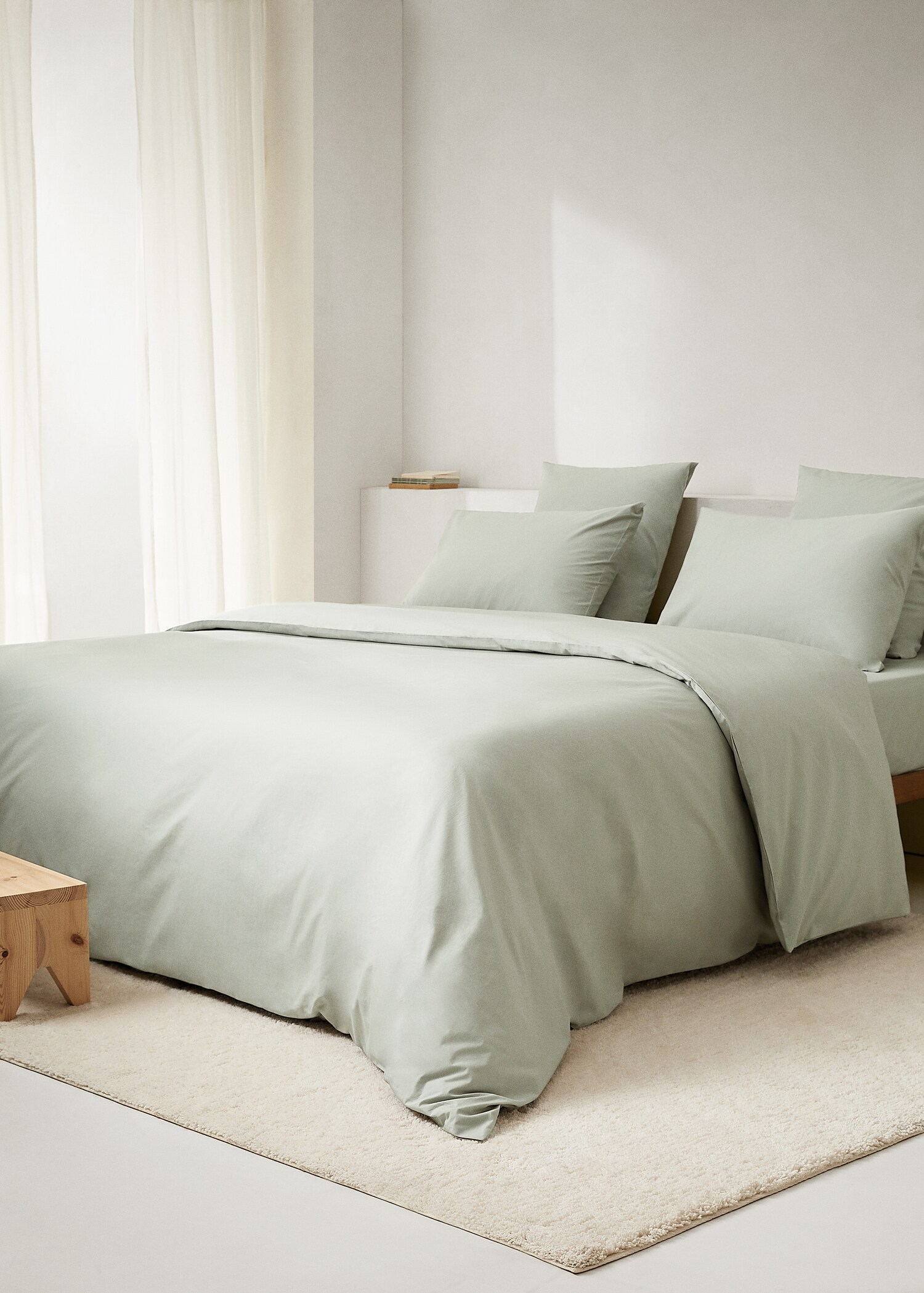 Cotton percale duvet cover (300 threads) queen bed - General plane
