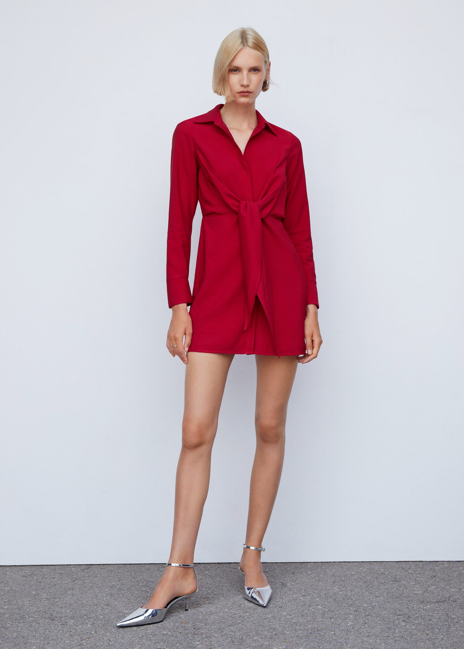 Vestido camisero detalle nudo - Plano general