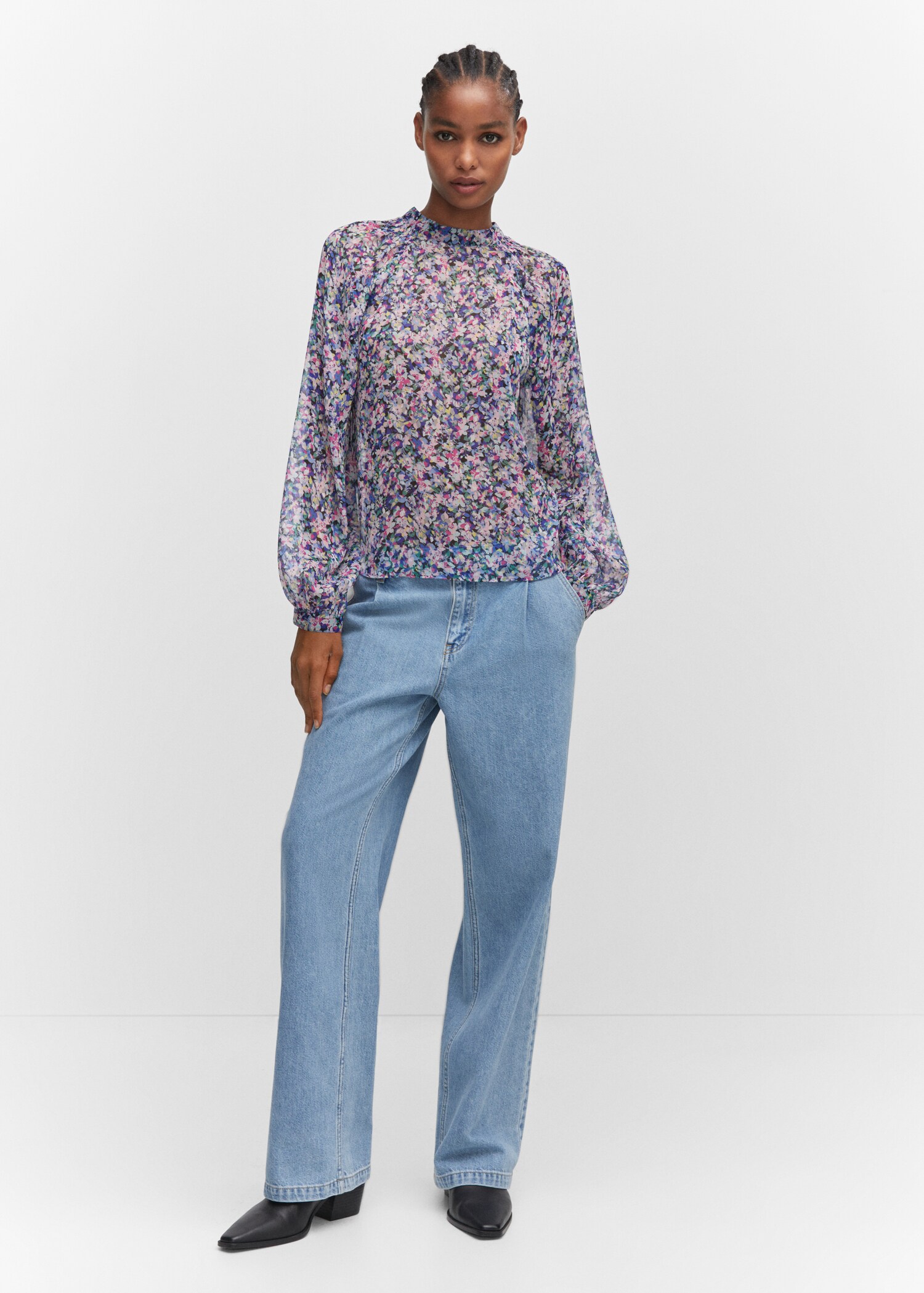 Blouse imprimée manches bouffantes - Plan général