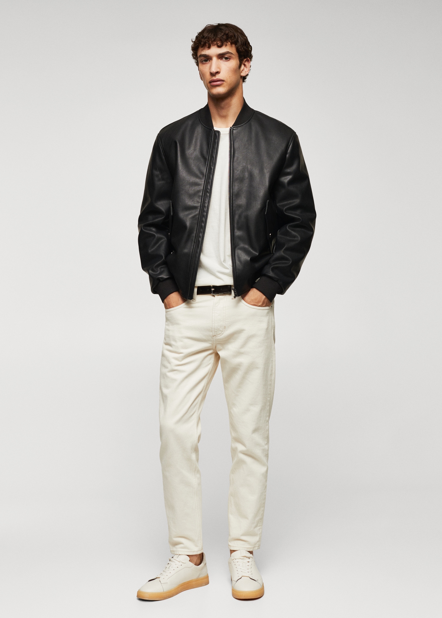 Leather-effect bomber jacket Men MANGO Georgia - Main Image
