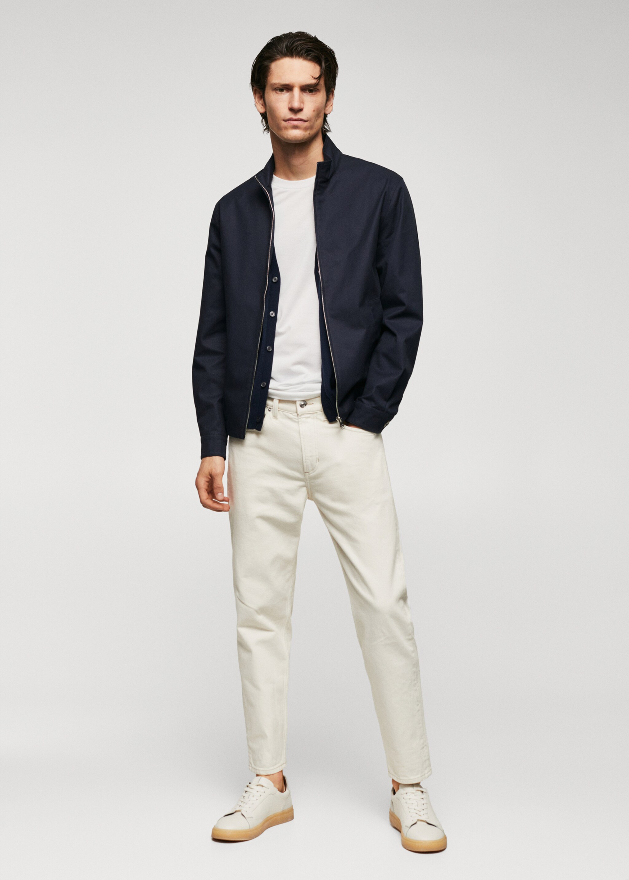 جاكيت بومبر قطن 100٪ - رؤية عامة, كحلي غامق. Ref: 57014391-00.