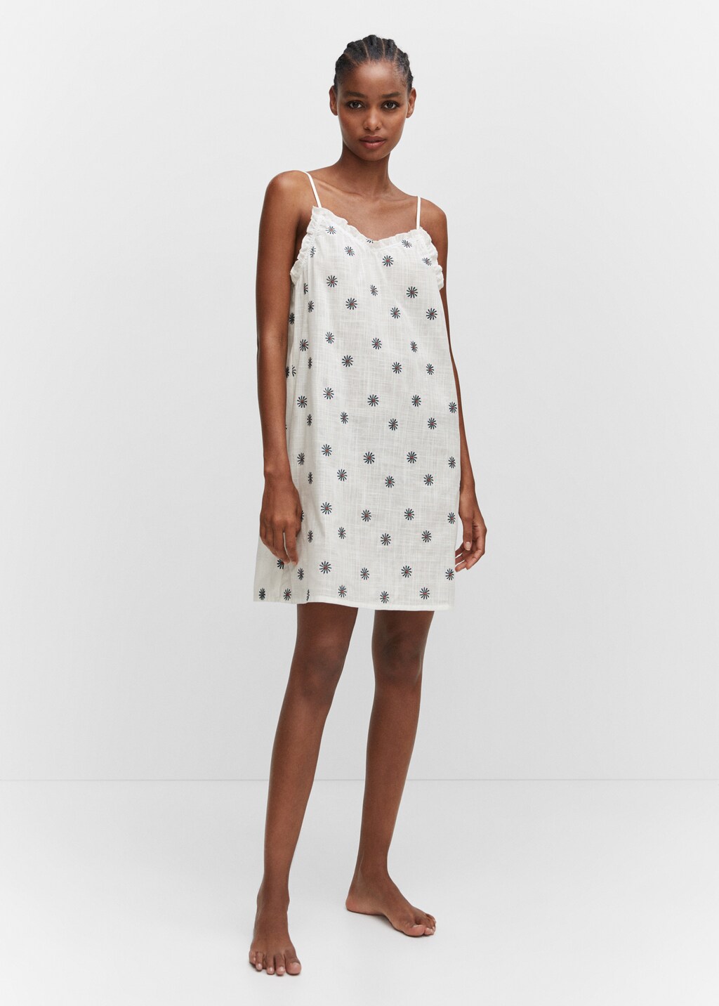 Chemise de nuit brodee fleurs Femme MANGO Niger