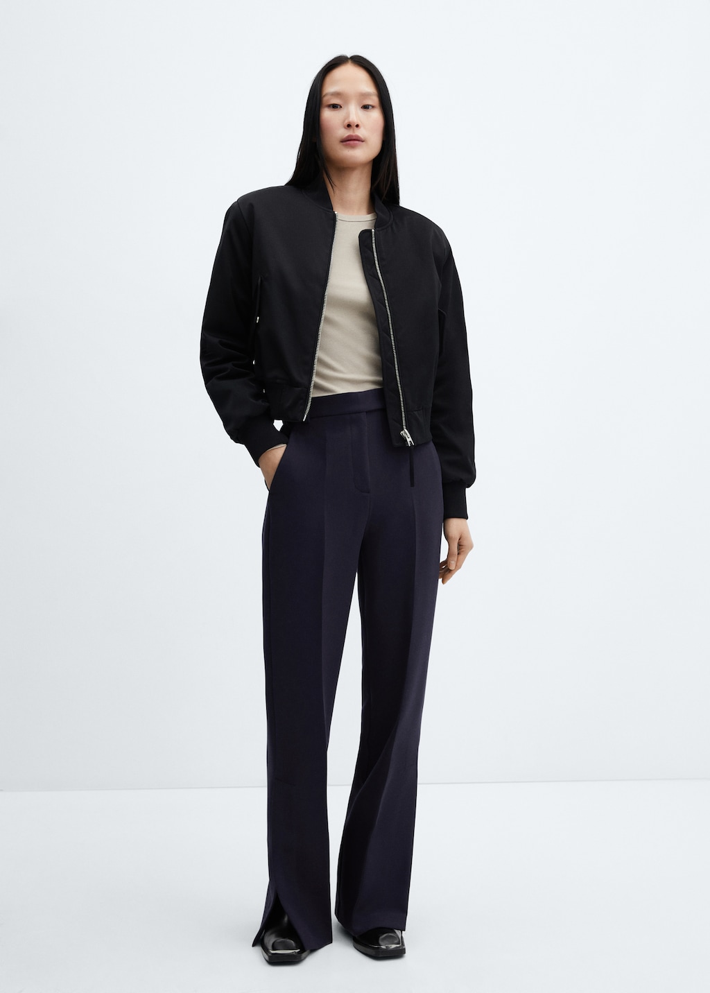 Straight trousers with openings Women MANGO Georgia
