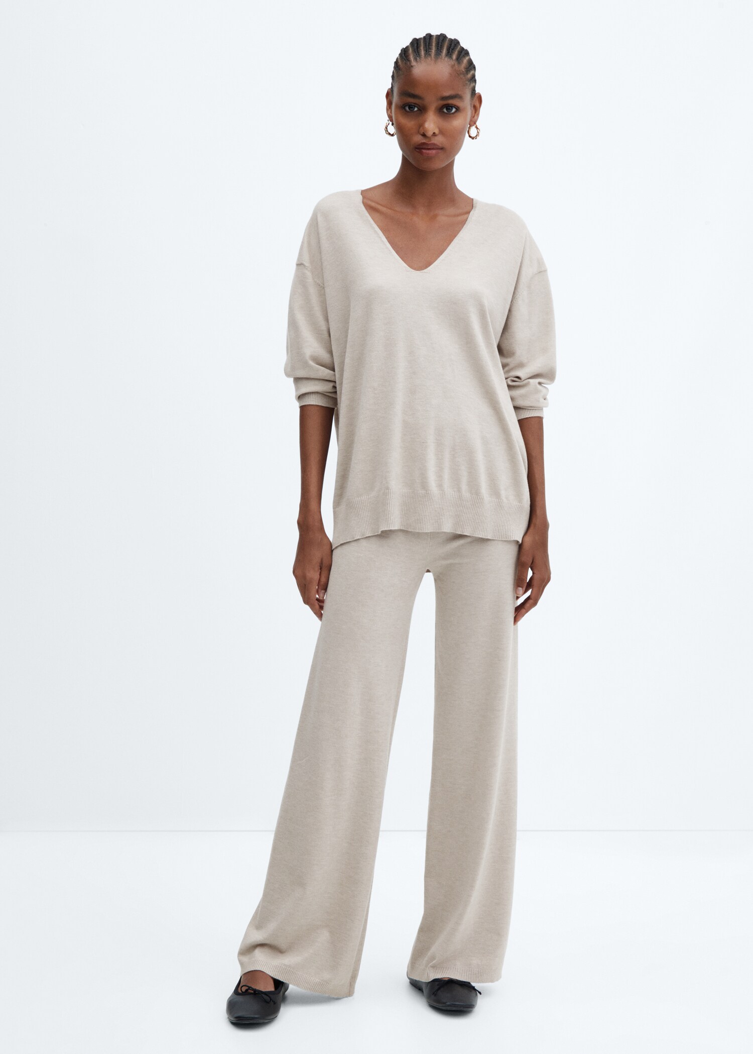 Pull-over maille fine col V - Plan général