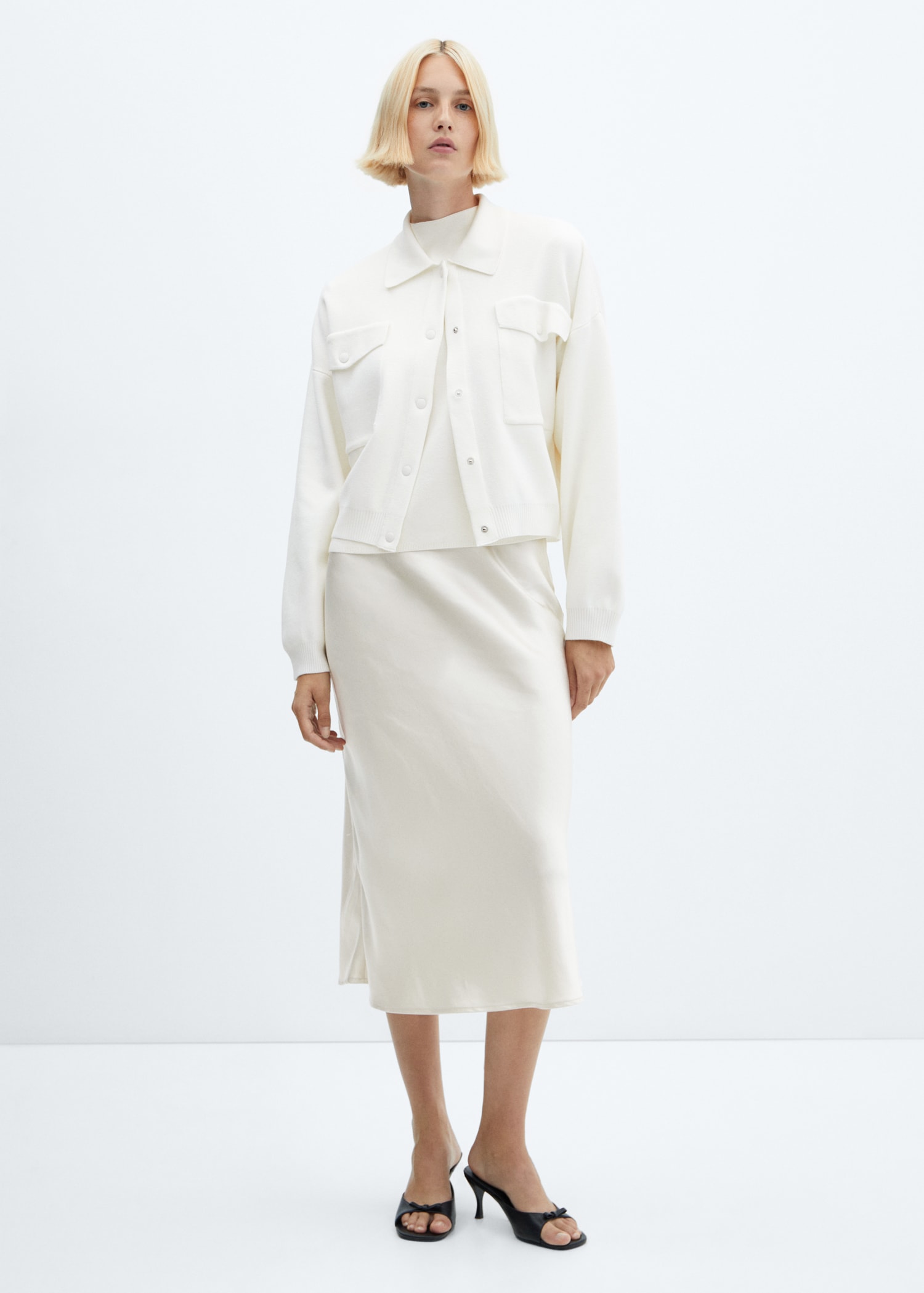 Cardigan with shirt collar and pockets - General plane
