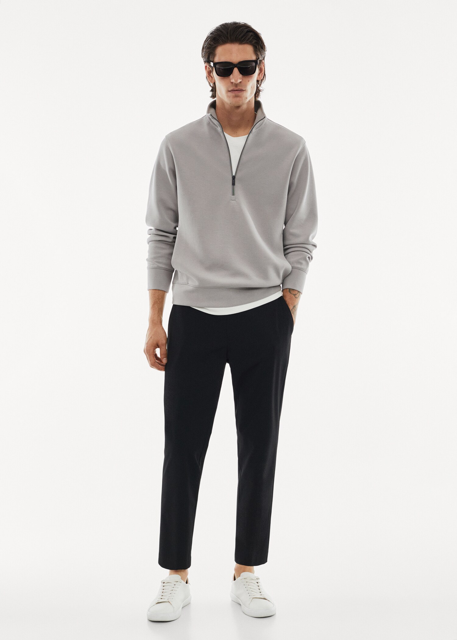 Sweat-shirt respirant col zippé - Plan général