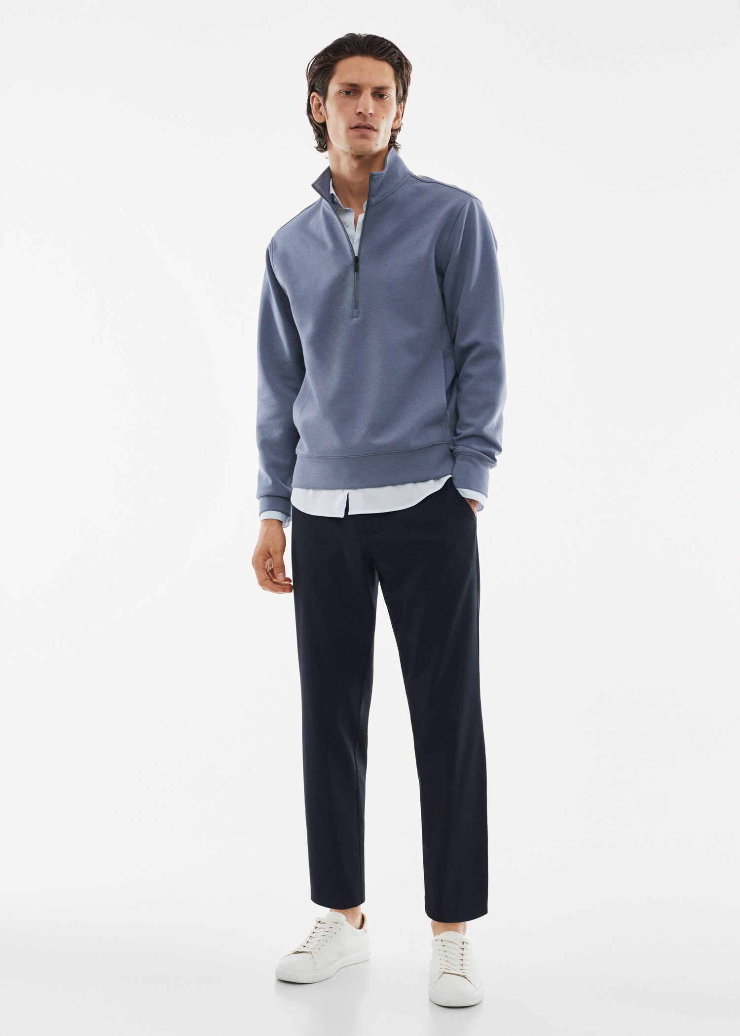 Sweat-shirt respirant col zippé - Plan général