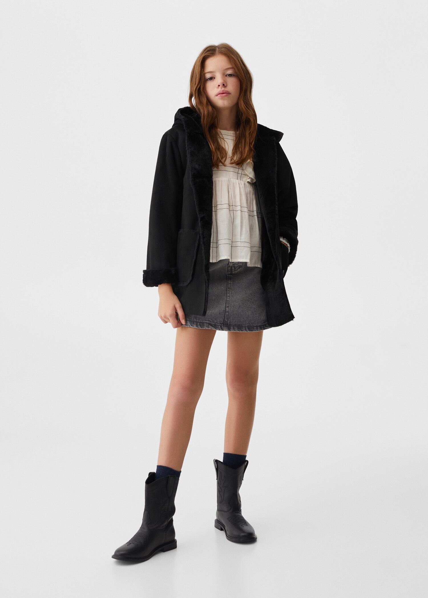 Coat with shearling-effect lining - General plane