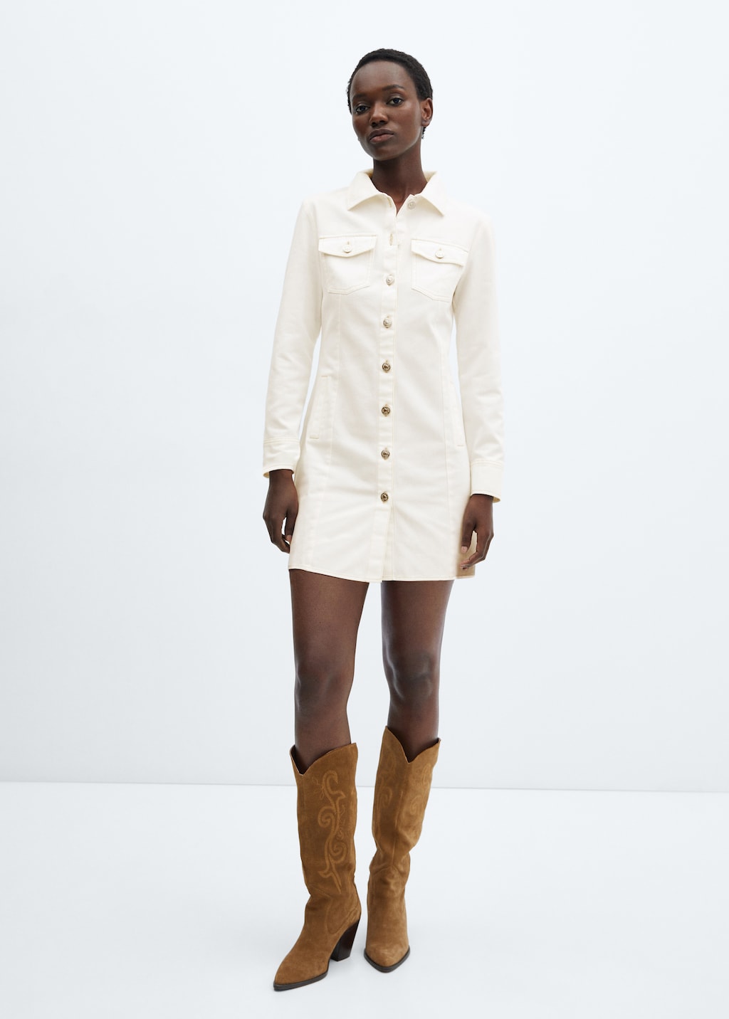 Button denim dress Women MANGO Moldova