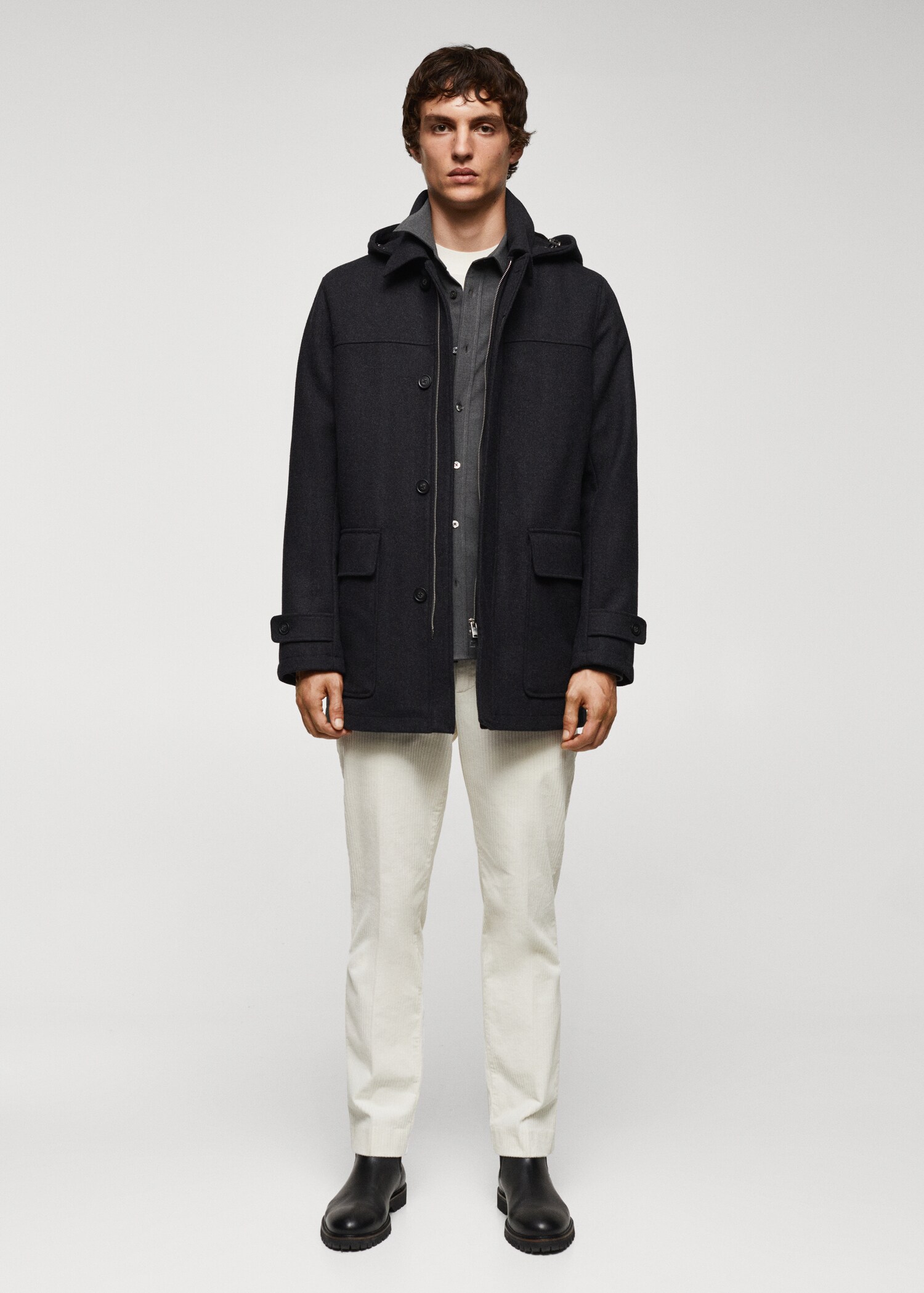 Manteau laine capuche amovible - Plan général