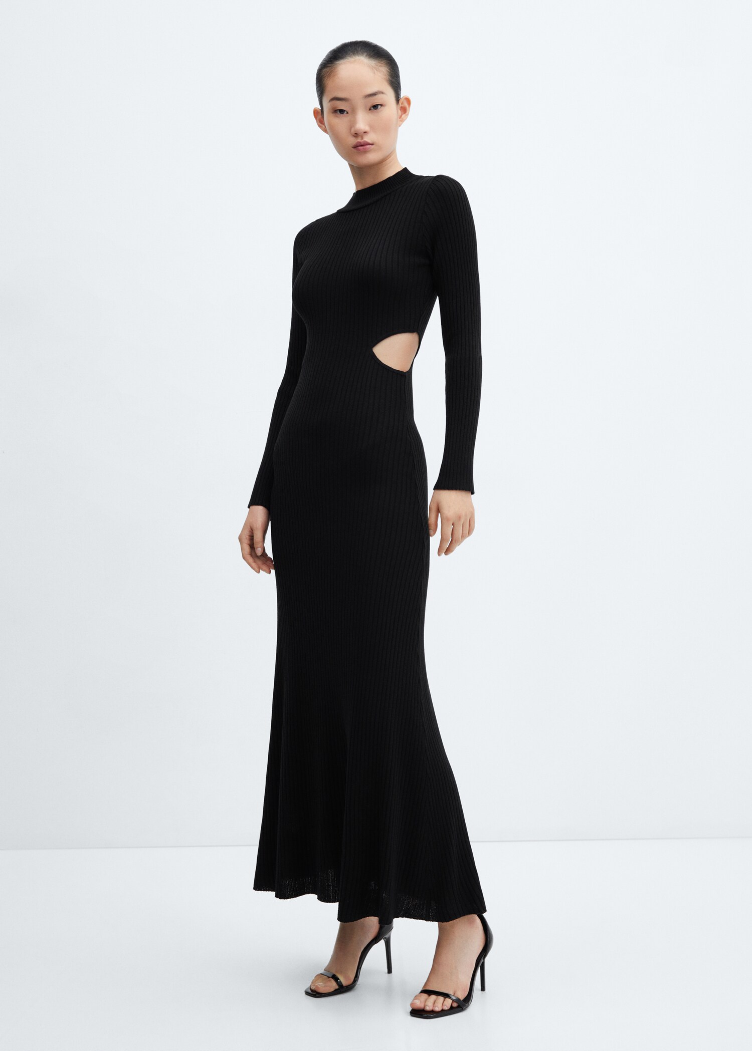 Rib-knit dress with slits - General plane